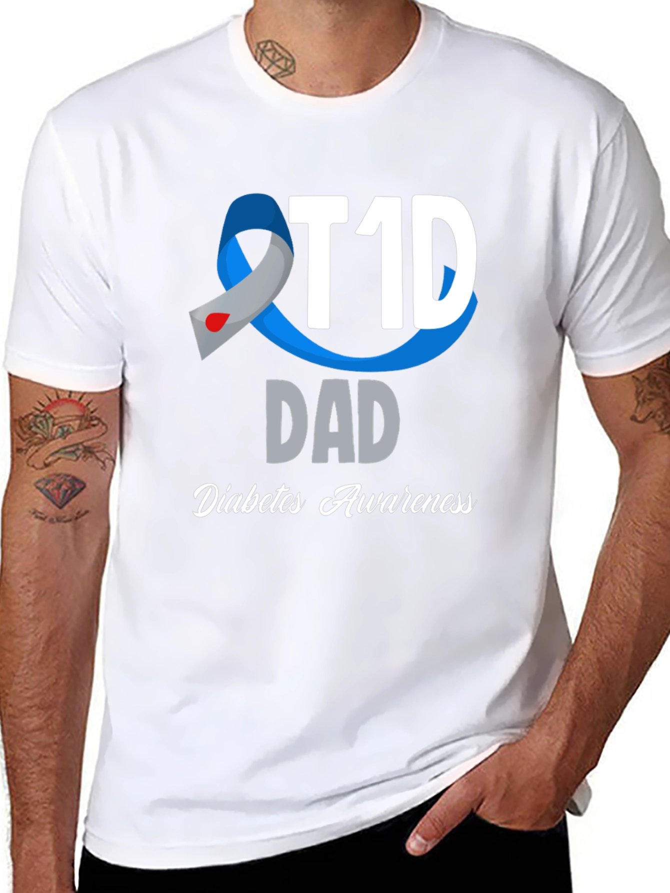 T1D Dad Diabetes Awareness Graphic T-Shirt