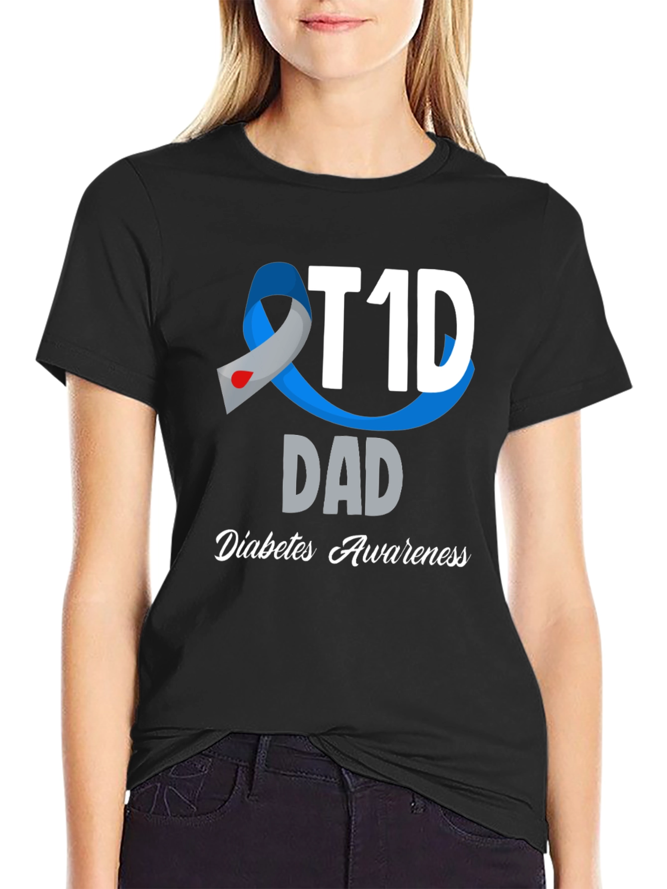 T1D Dad Diabetes Awareness Graphic T-Shirt