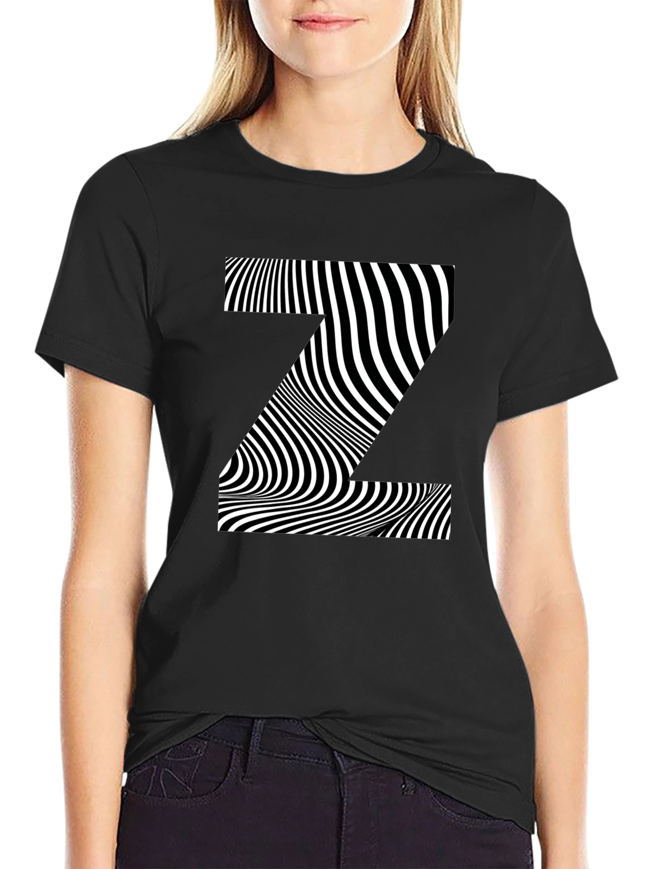 Optical Illusion Z Black T-Shirt
