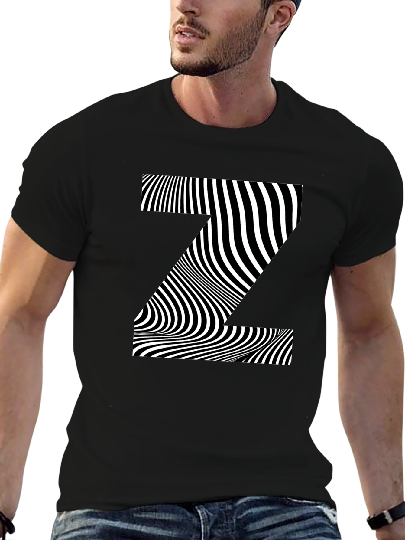 Optical Illusion Z Black T-Shirt