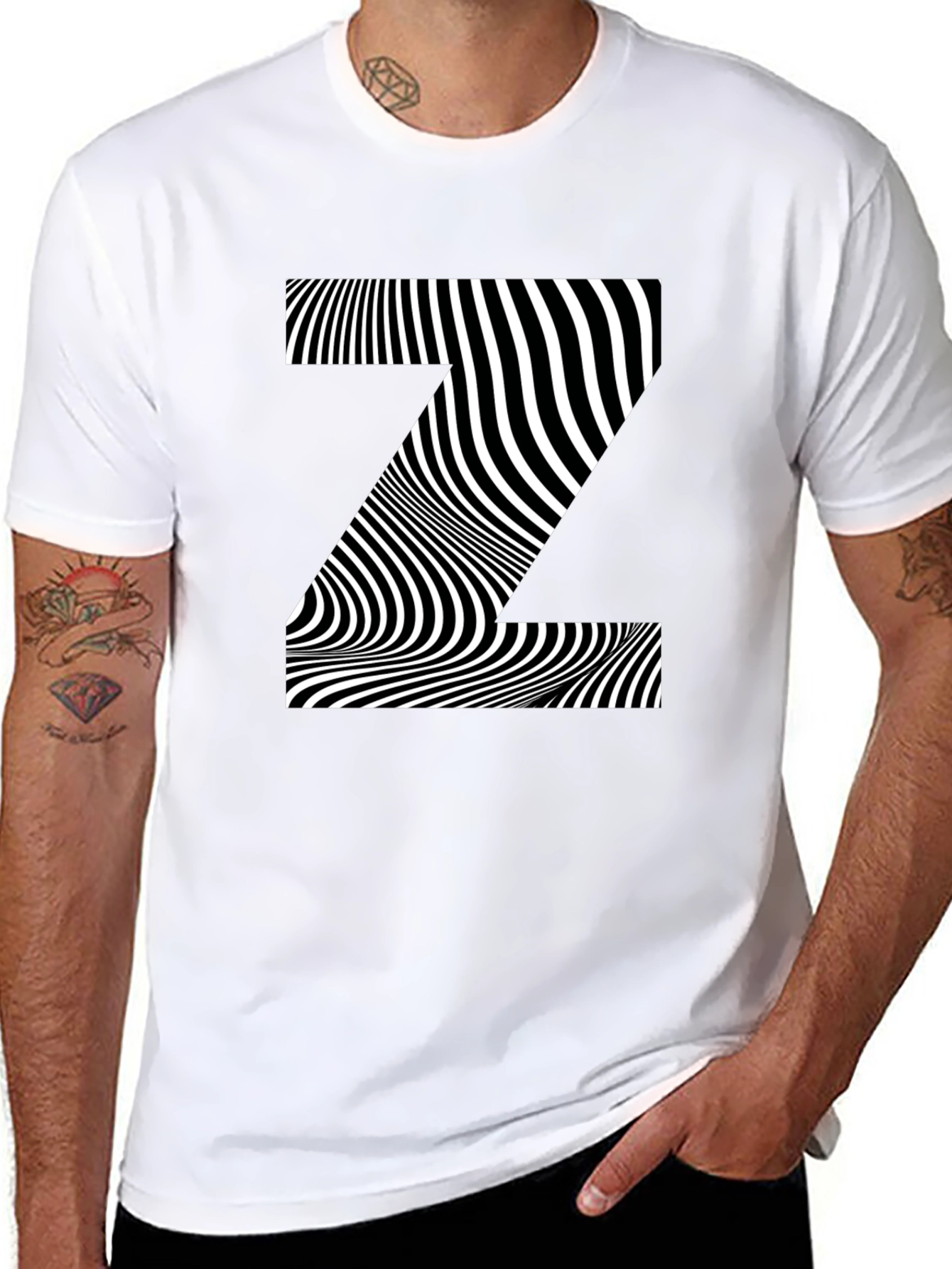Optical Illusion Z Black T-Shirt