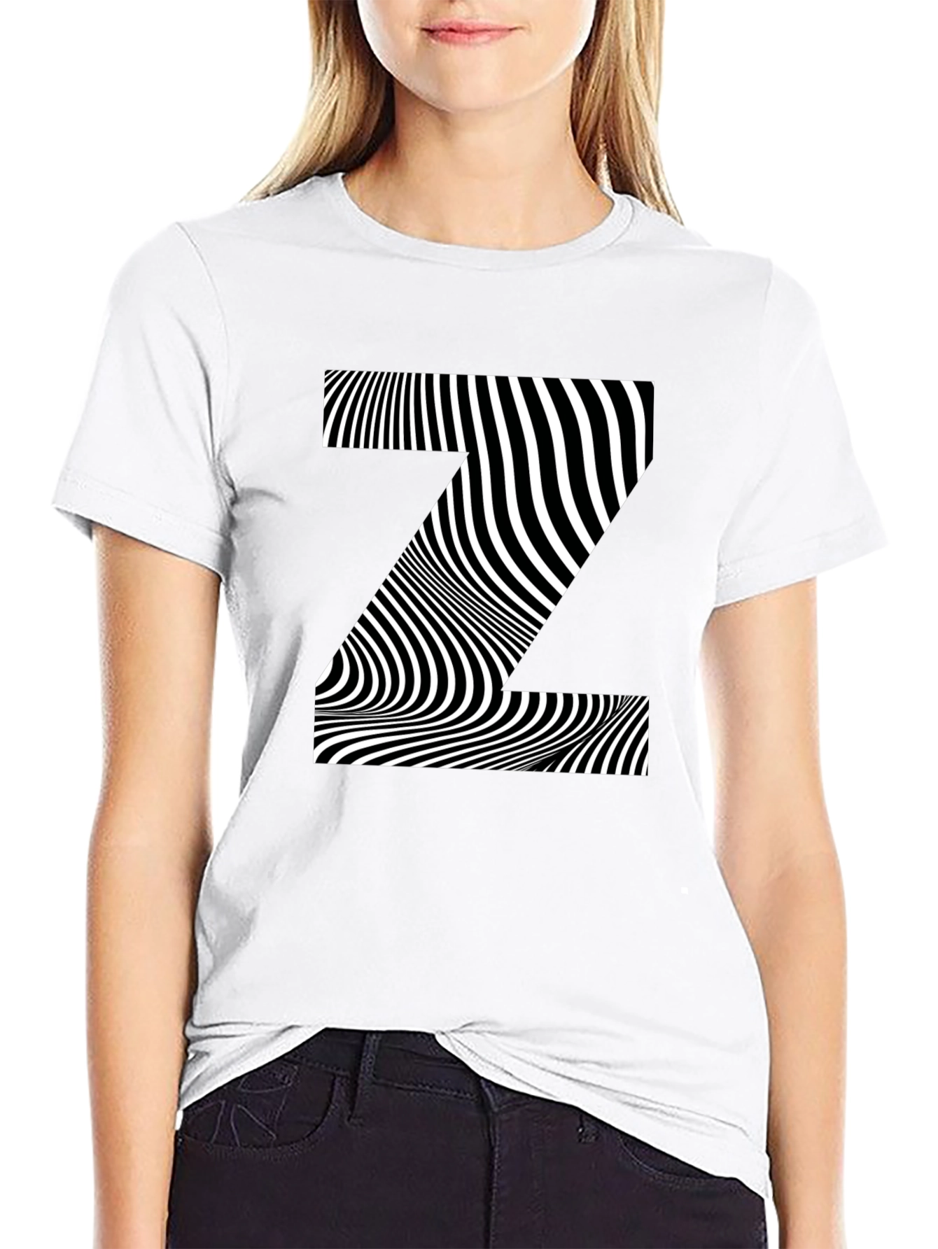 Optical Illusion Z Black T-Shirt