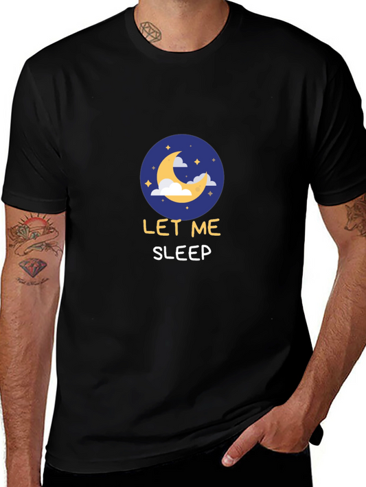 Let Me Sleep Black T-Shirt - Crescent Moon Design