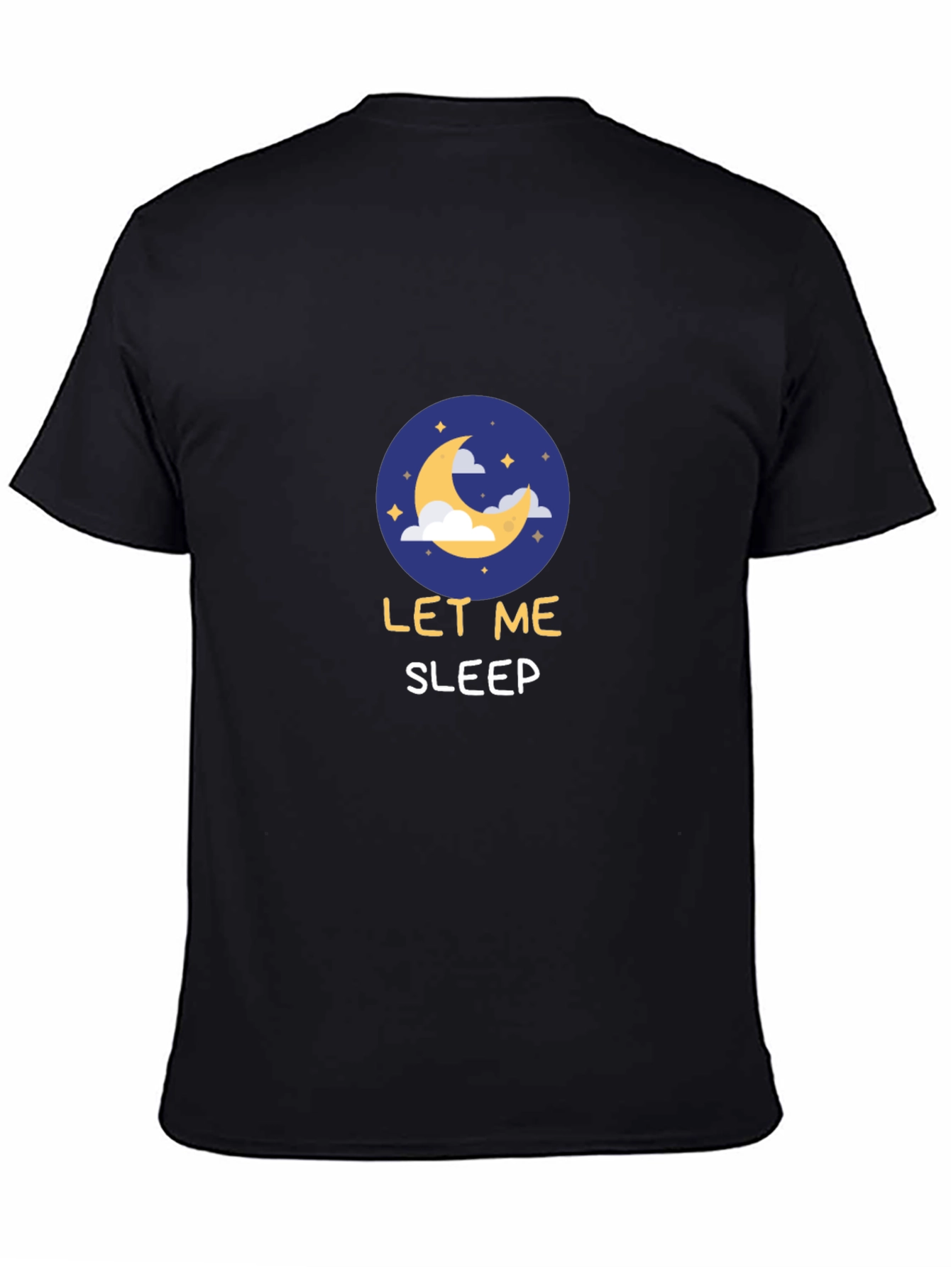 Let Me Sleep Black T-Shirt - Crescent Moon Design