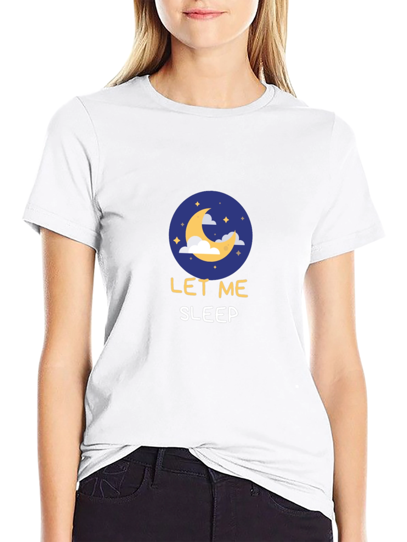 Let Me Sleep Black T-Shirt - Crescent Moon Design