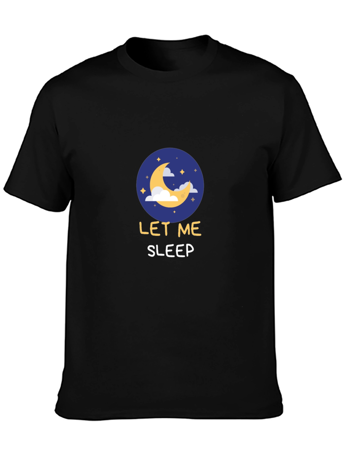 Let Me Sleep Black T-Shirt - Crescent Moon Design