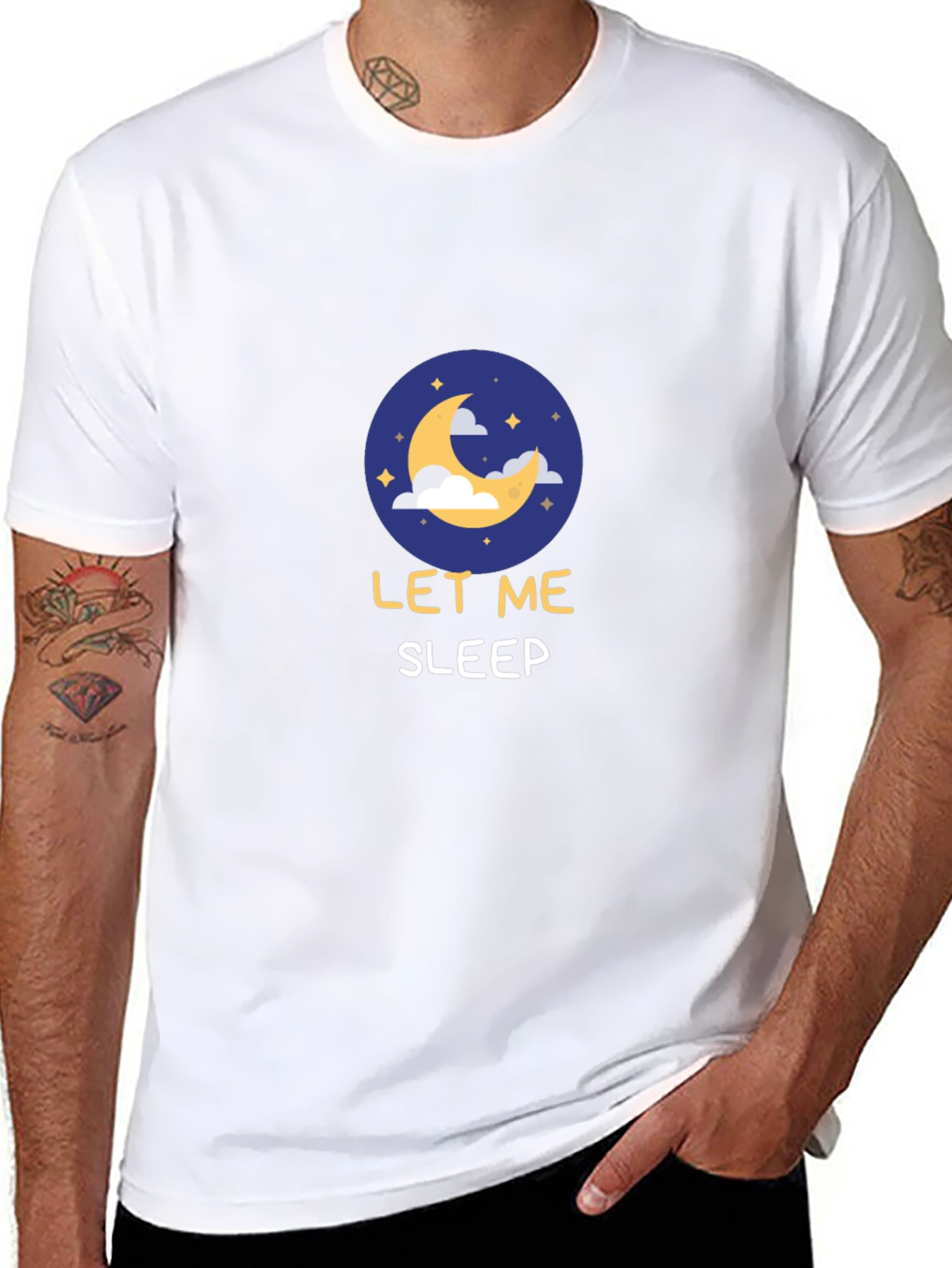 Let Me Sleep Black T-Shirt - Crescent Moon Design