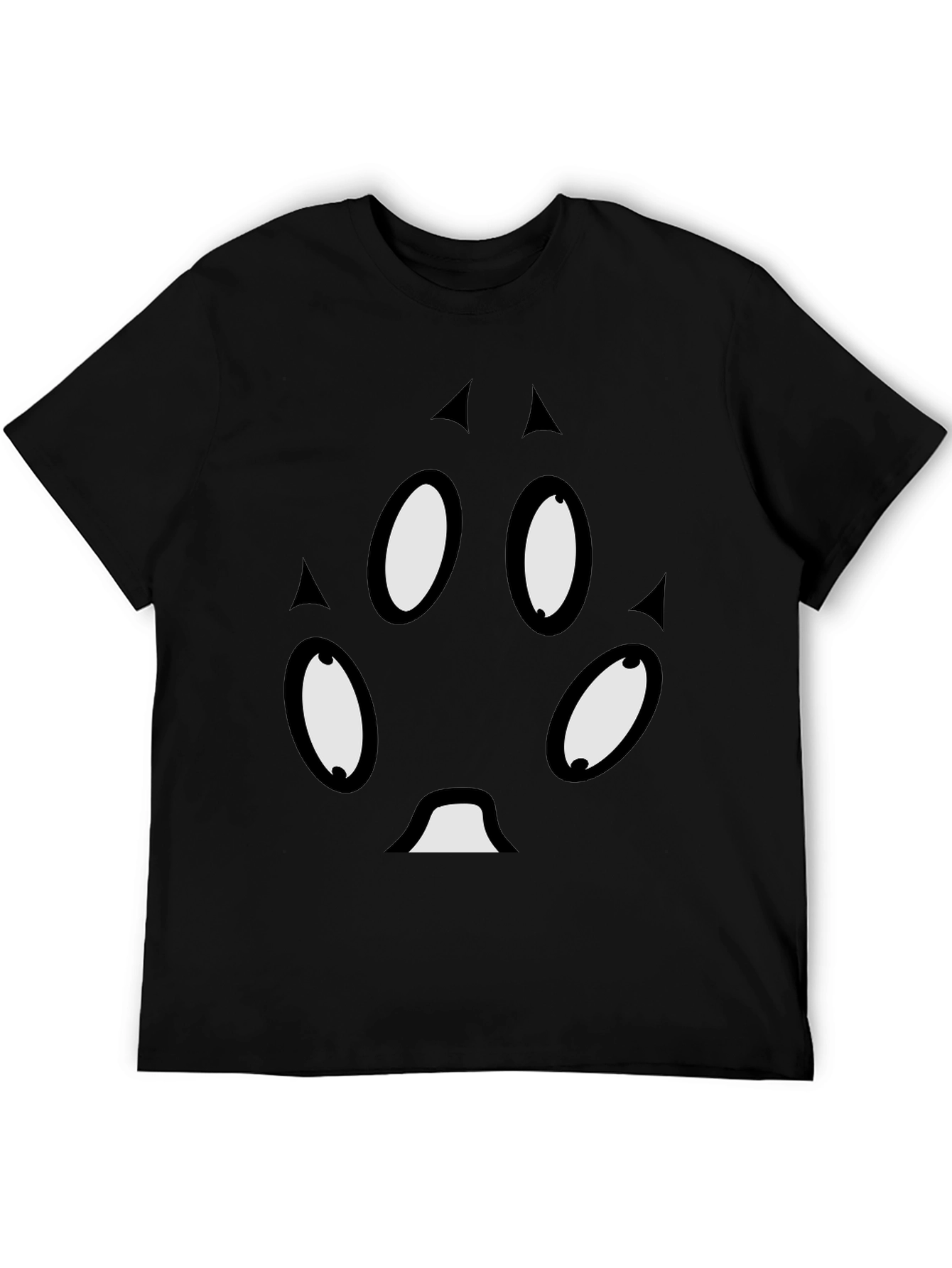 Unique Cartoon Face Black T-Shirt