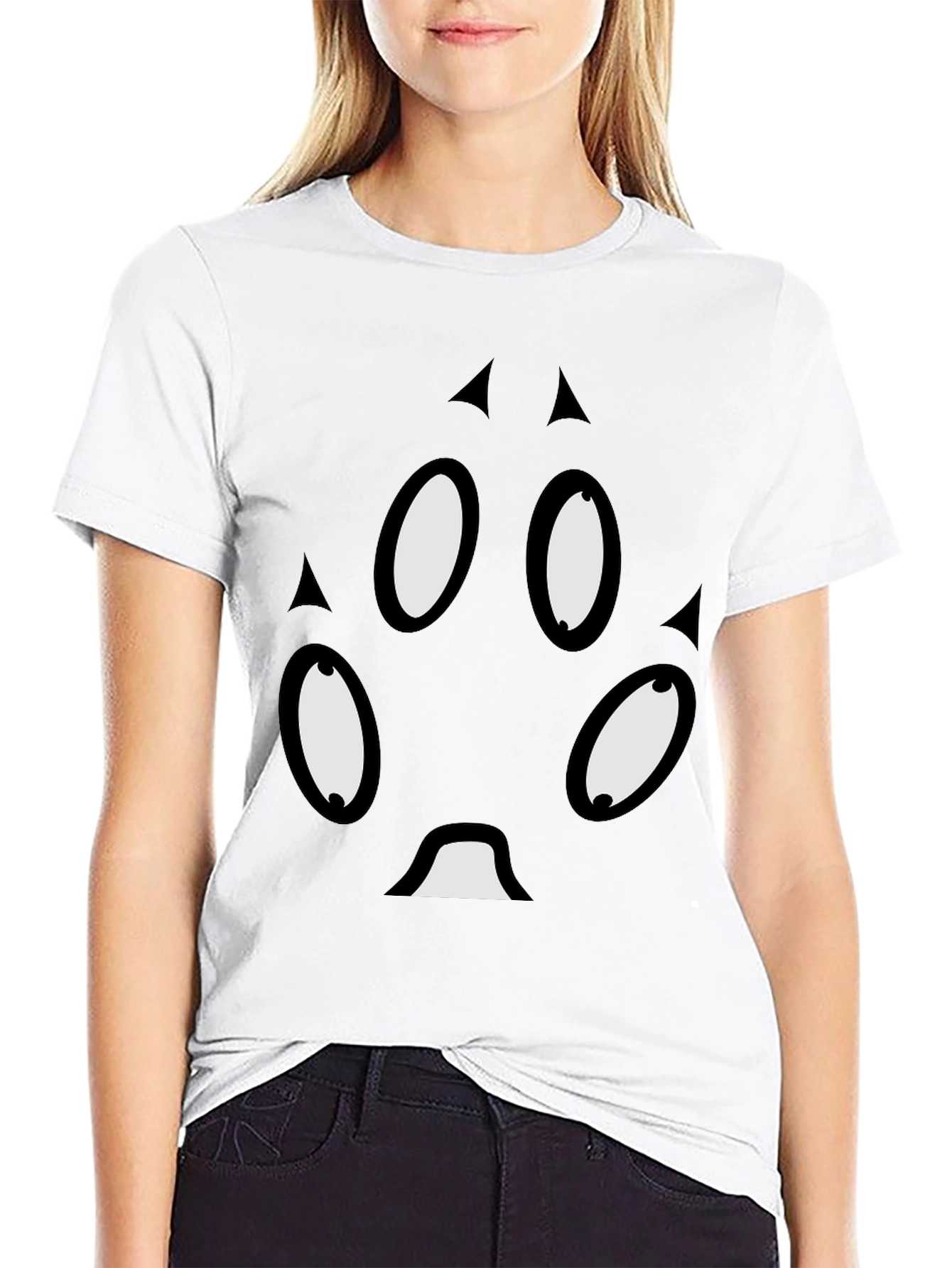 Unique Cartoon Face Black T-Shirt