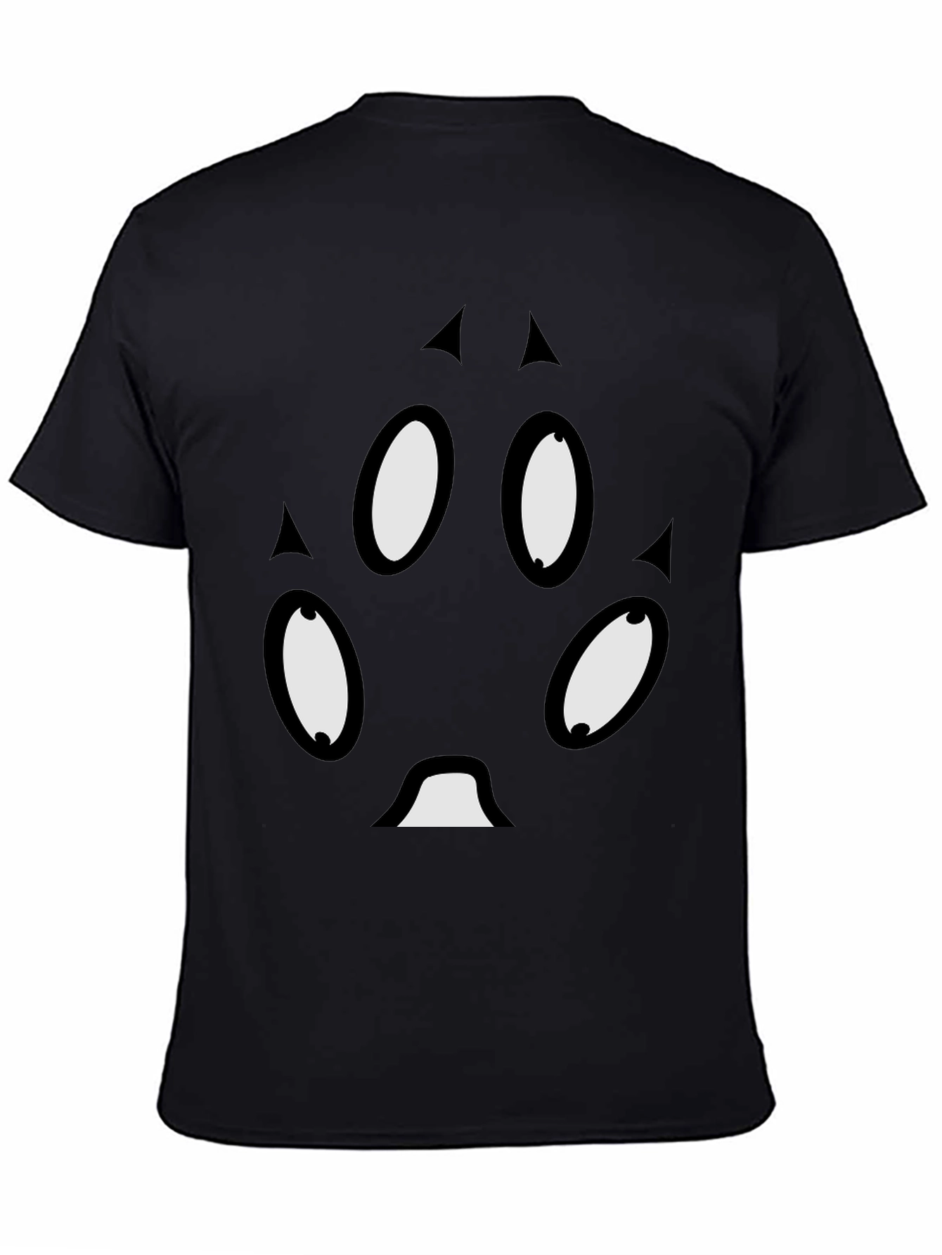 Unique Cartoon Face Black T-Shirt