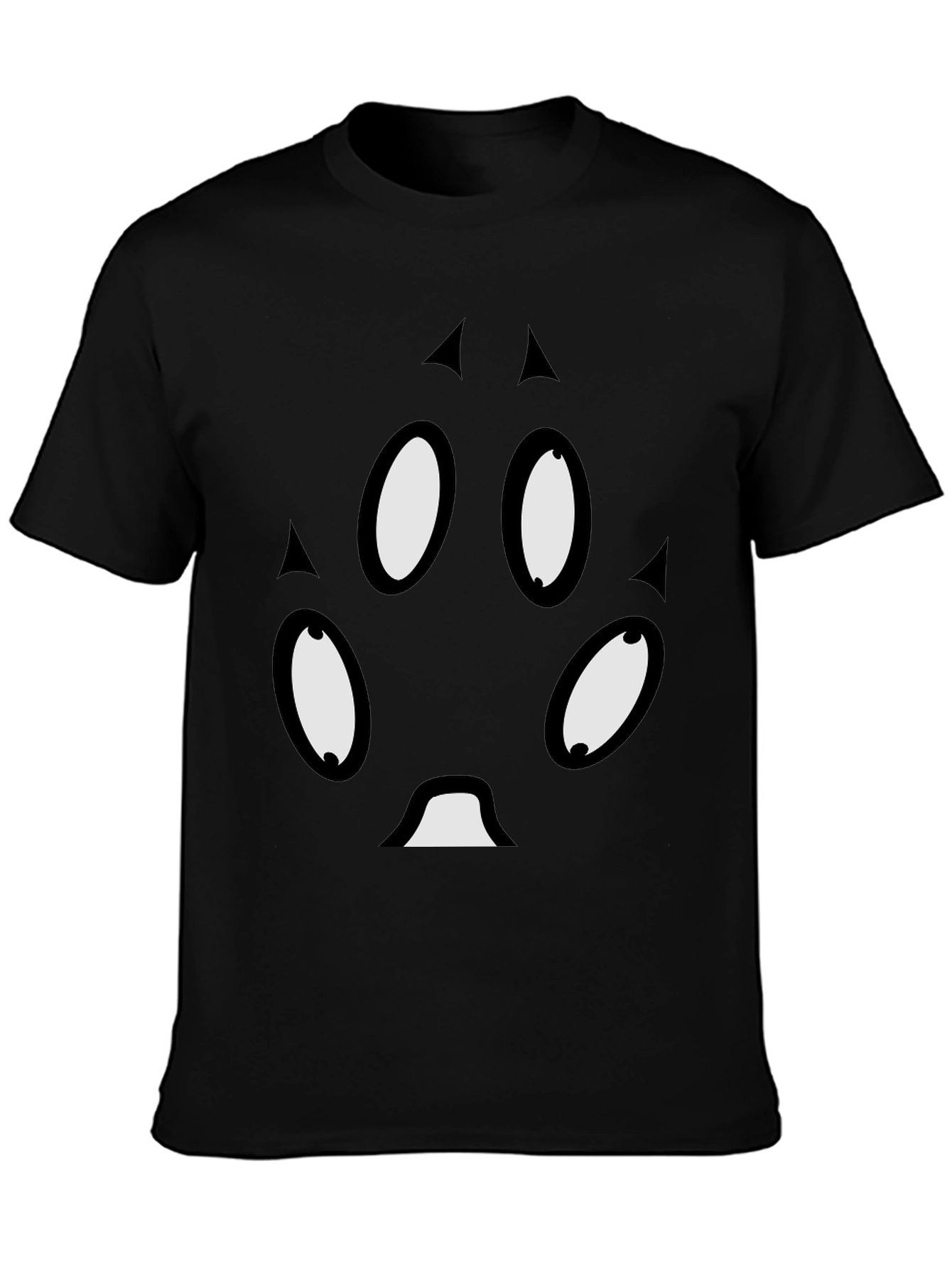 Unique Cartoon Face Black T-Shirt