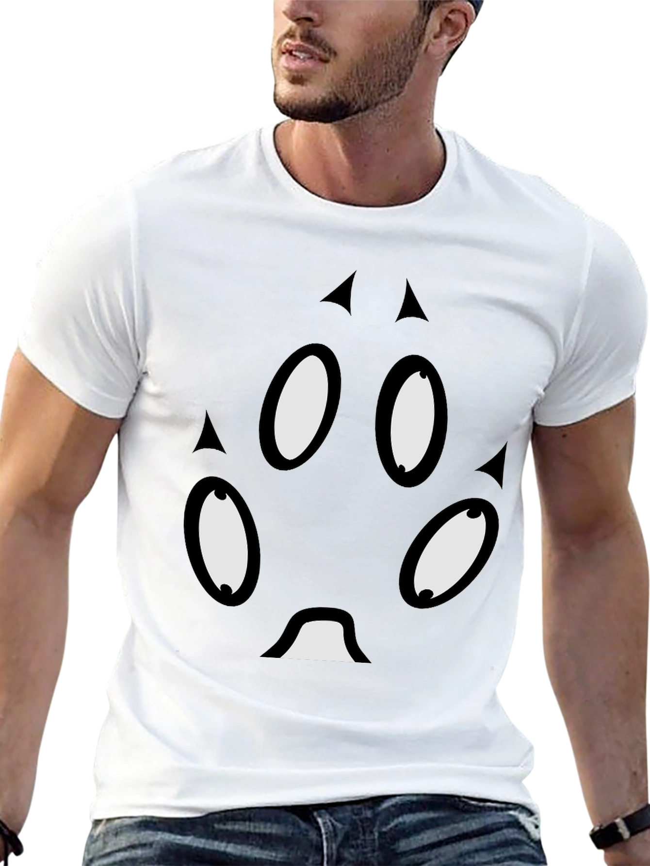Unique Cartoon Face Black T-Shirt