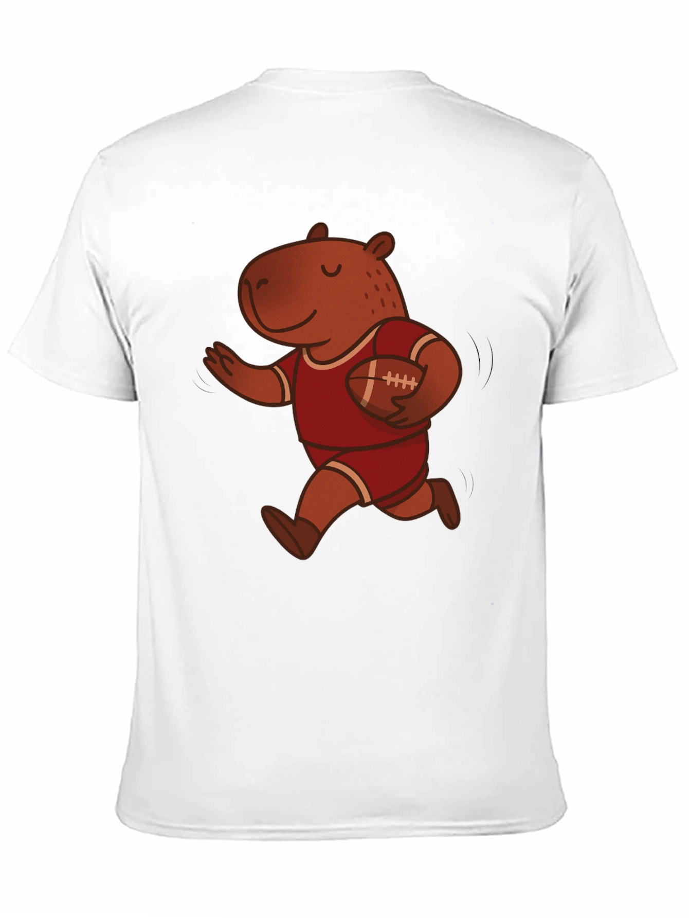 Capybara Football Player Graphic Tee - Novelty Cartoon T-Shirt