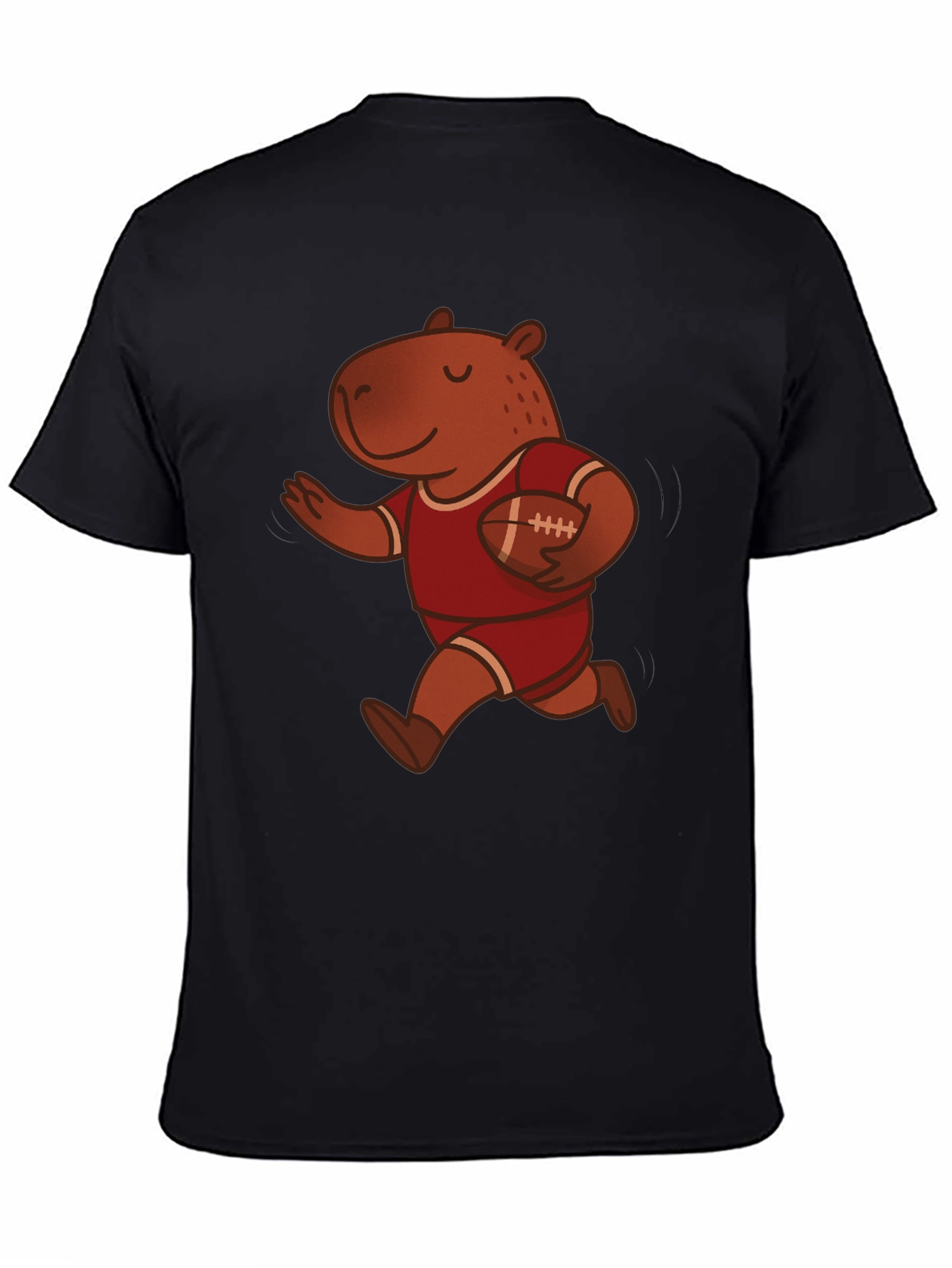 Capybara Football Player Graphic Tee - Novelty Cartoon T-Shirt