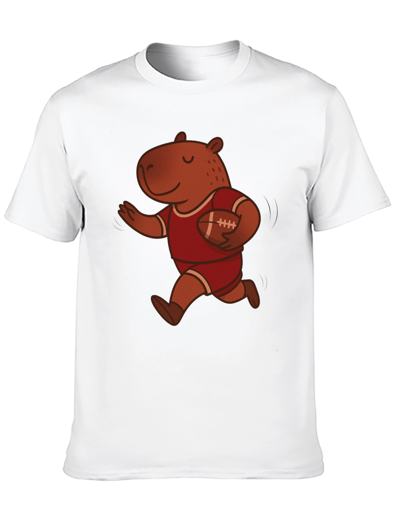 Capybara Football Player Graphic Tee - Novelty Cartoon T-Shirt