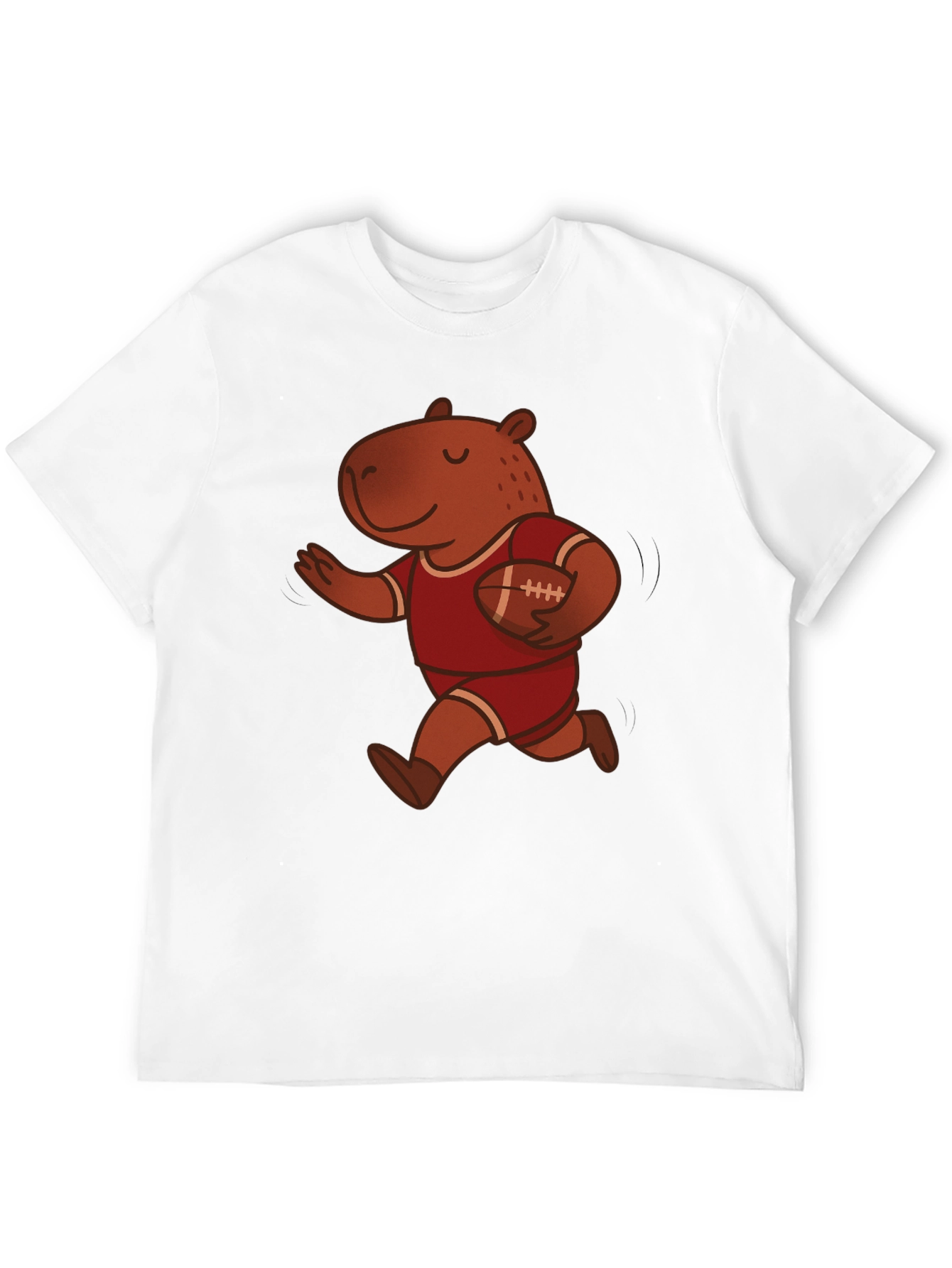 Capybara Football Player Graphic Tee - Novelty Cartoon T-Shirt