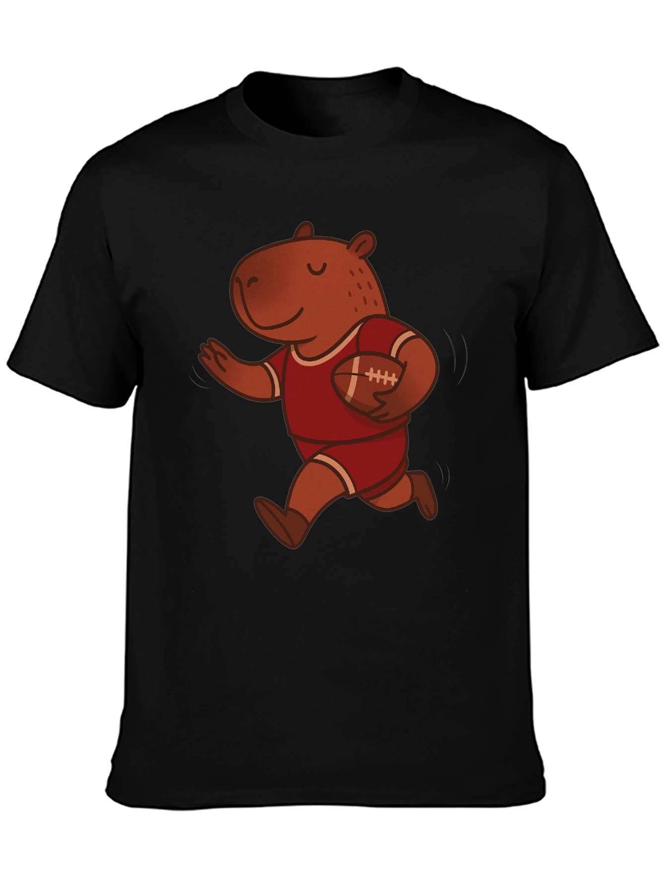 Capybara Football Player Graphic Tee - Novelty Cartoon T-Shirt