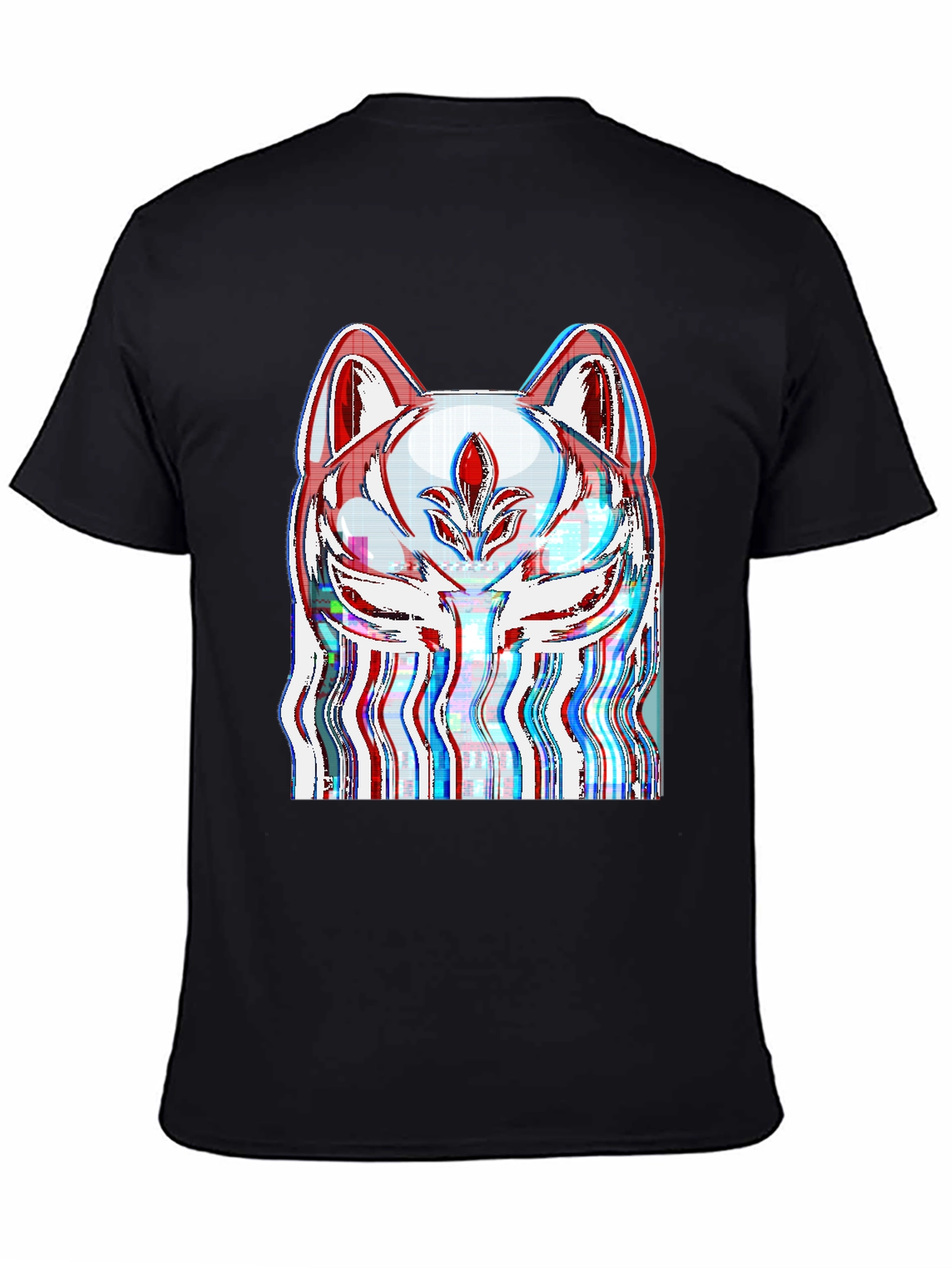 Glitch Fox Mask Graphic Tee - Black