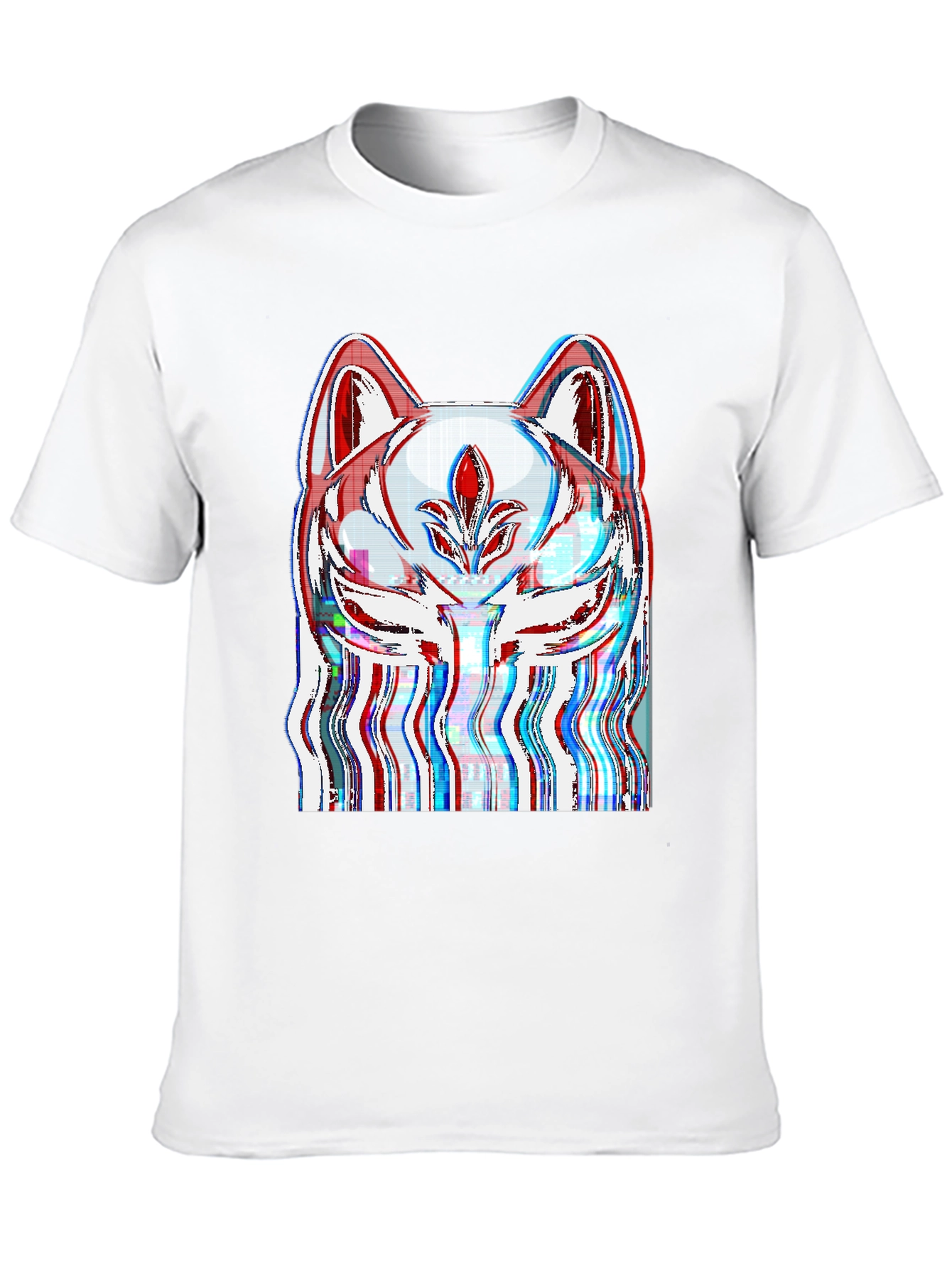 Glitch Fox Mask Graphic Tee - Black