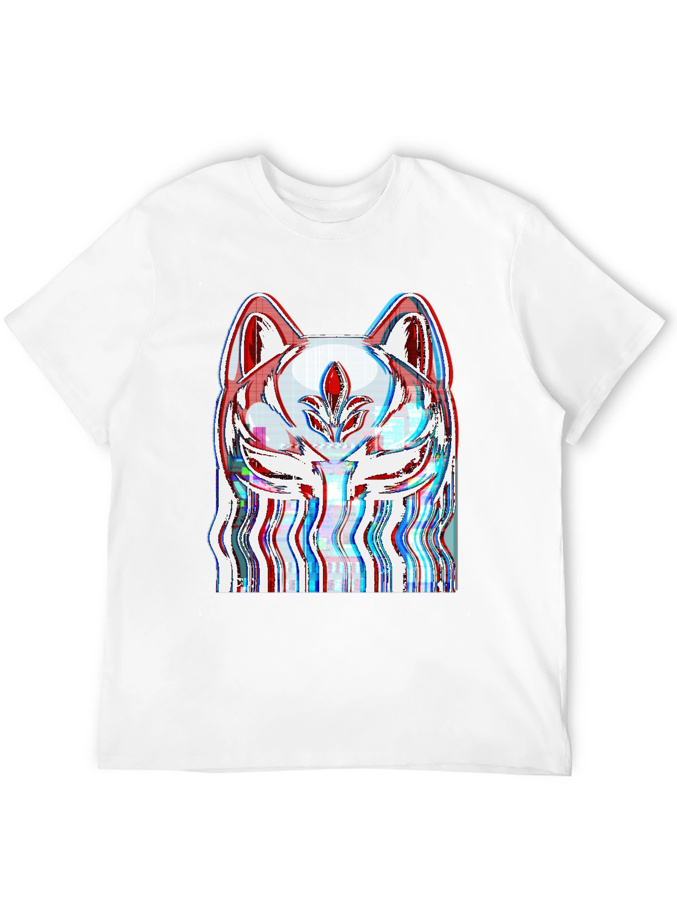 Glitch Fox Mask Graphic Tee - Black