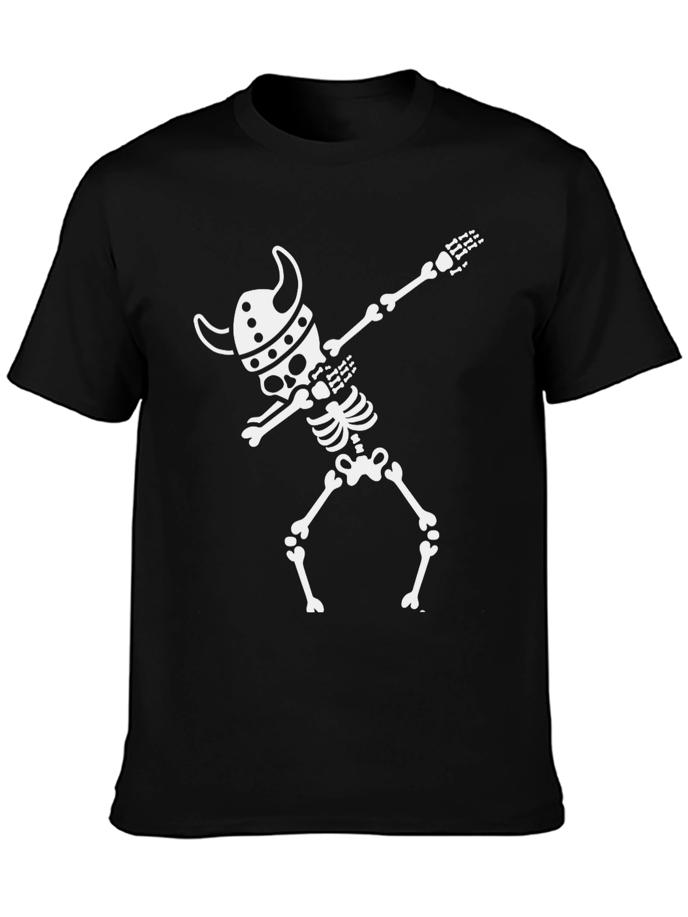 Viking Skeleton Dab T-Shirt - Black Cotton Tee