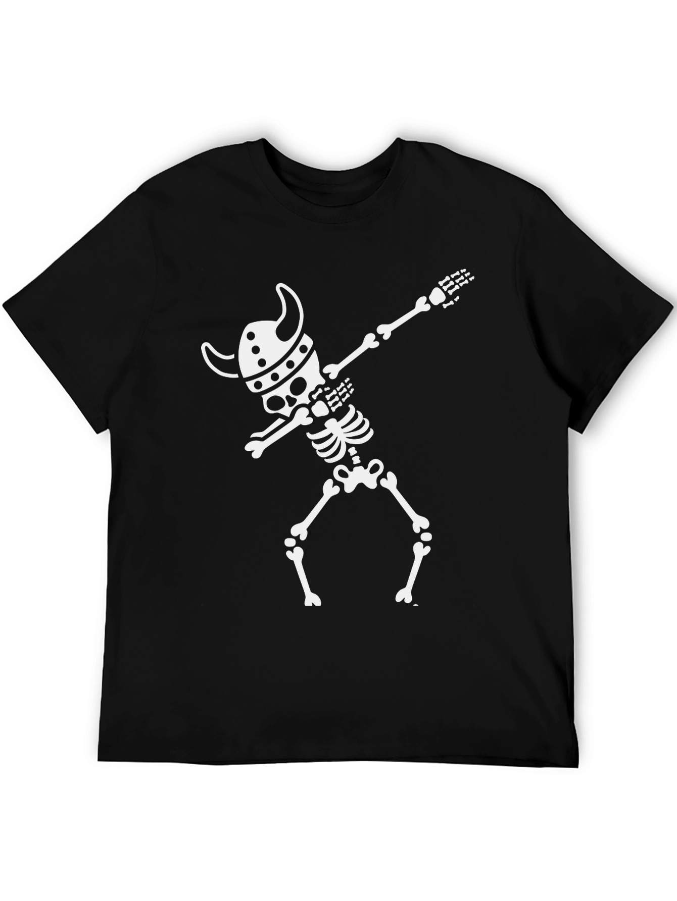 Viking Skeleton Dab T-Shirt - Black Cotton Tee