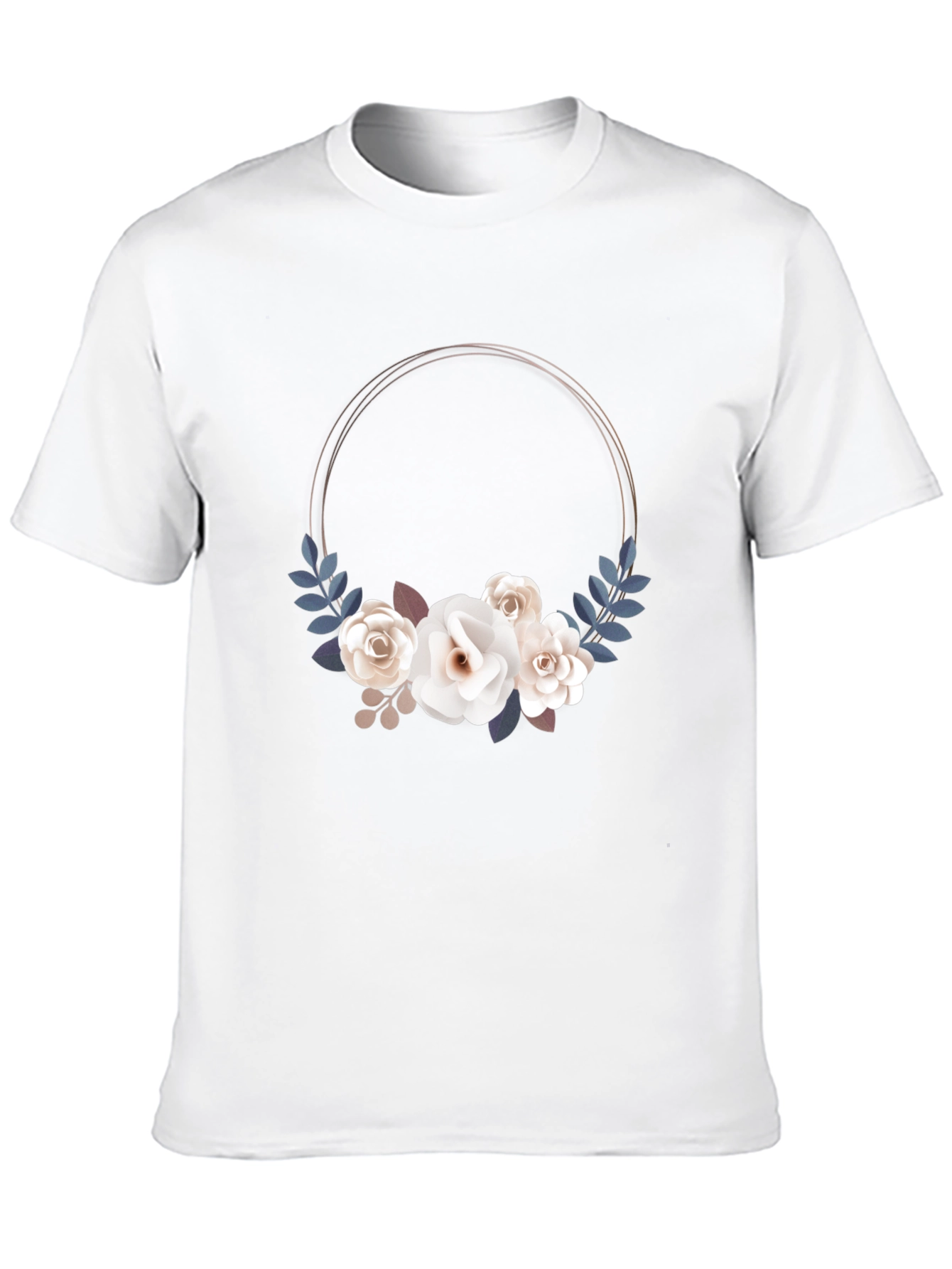 Floral Wreath Graphic Black T-Shirt