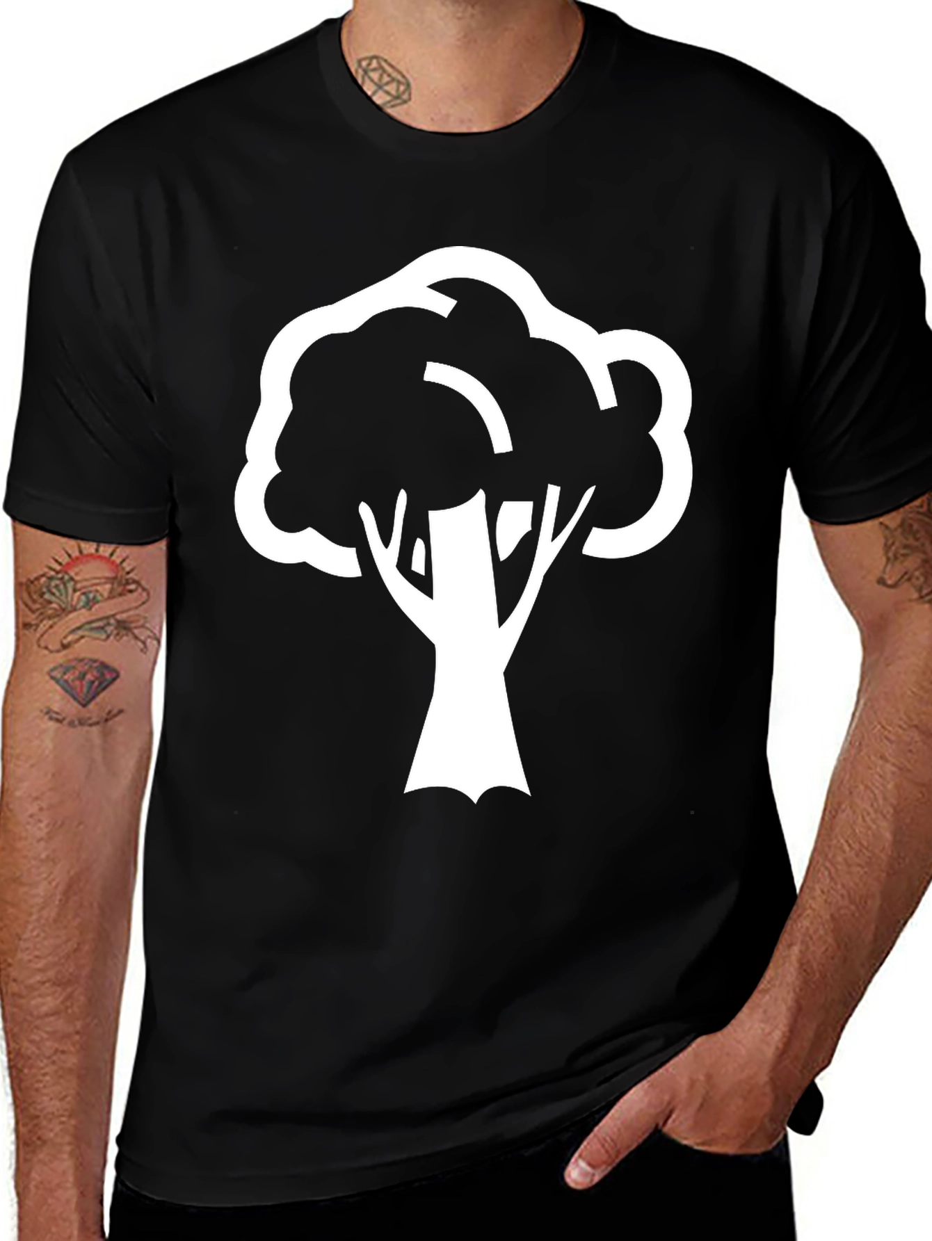 Black Tree Graphic Tee - Nature Inspired Casual Wear