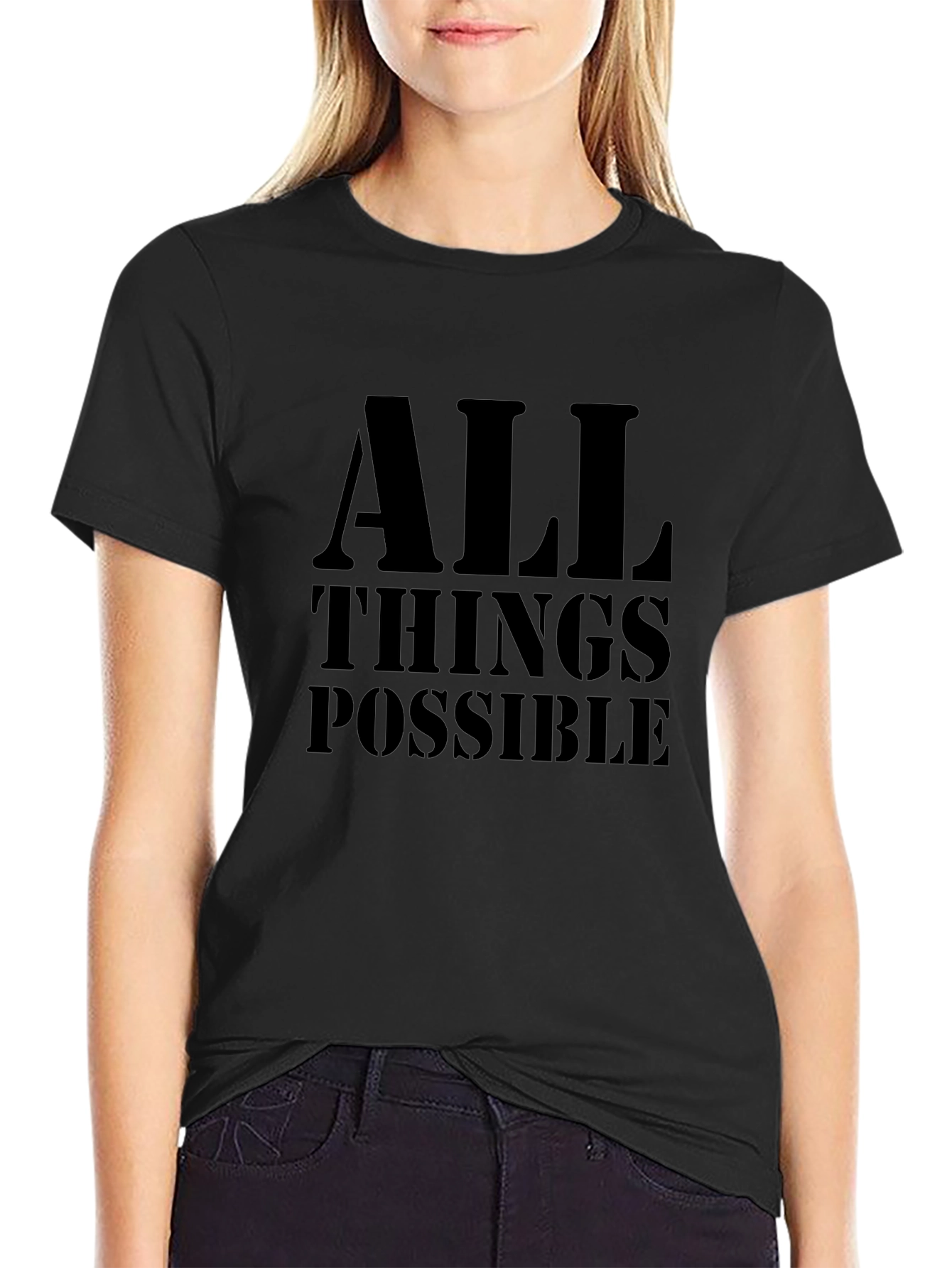 All Things Possible Black T-Shirt Christian Faith Tee