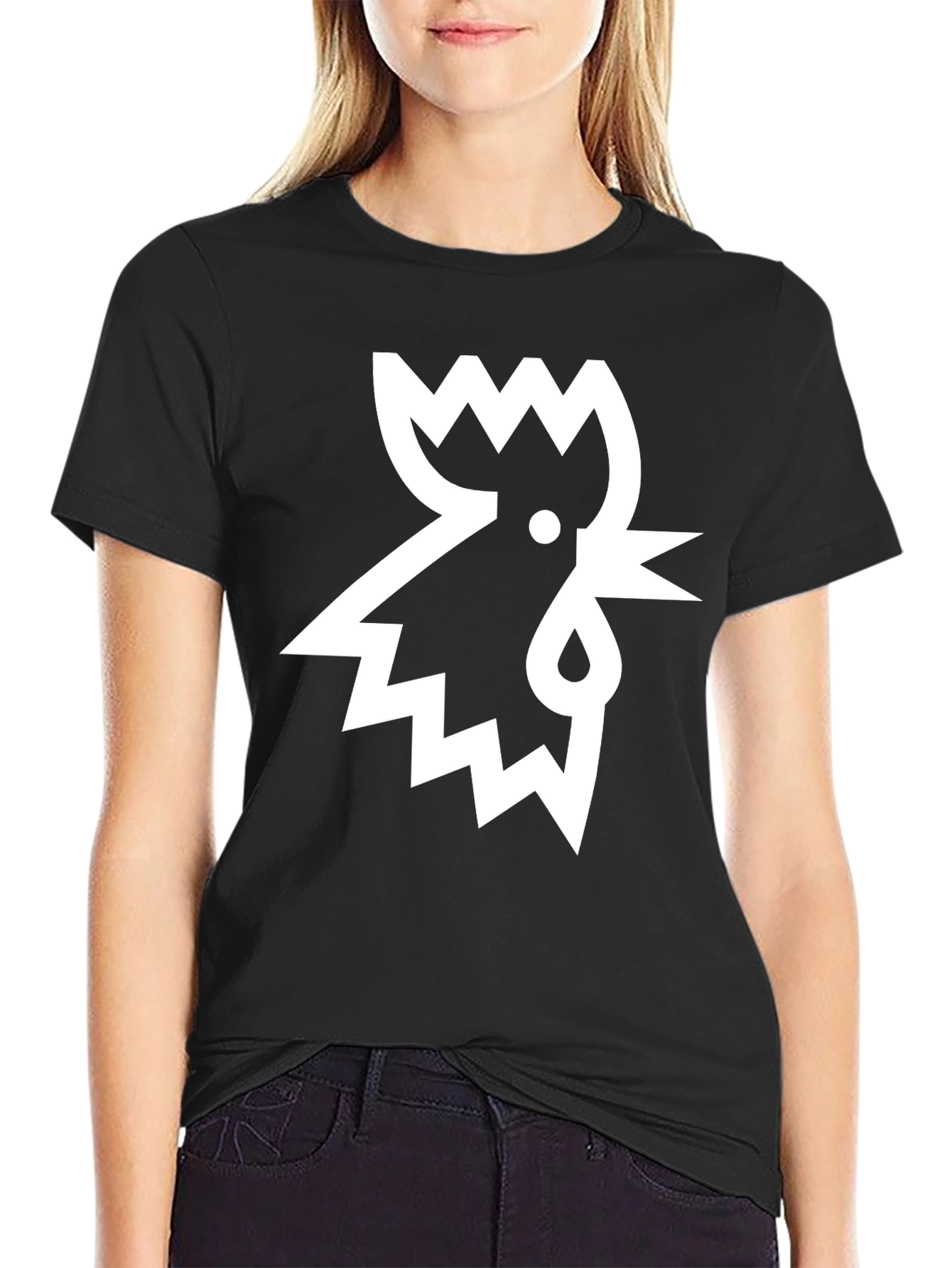 Geometric Rooster Graphic Tee - Stylish Mens Black T-Shirt
