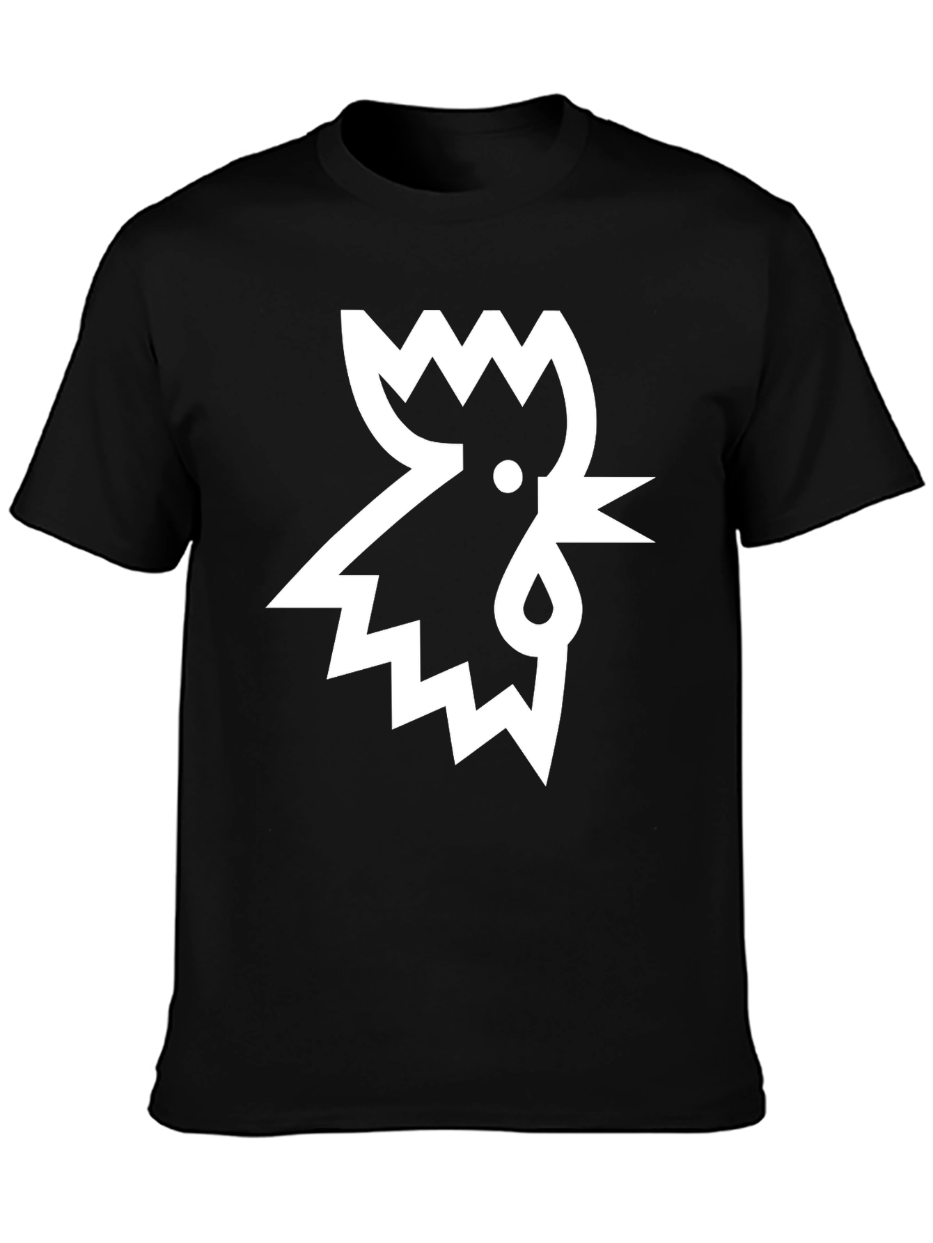 Geometric Rooster Graphic Tee - Stylish Mens Black T-Shirt