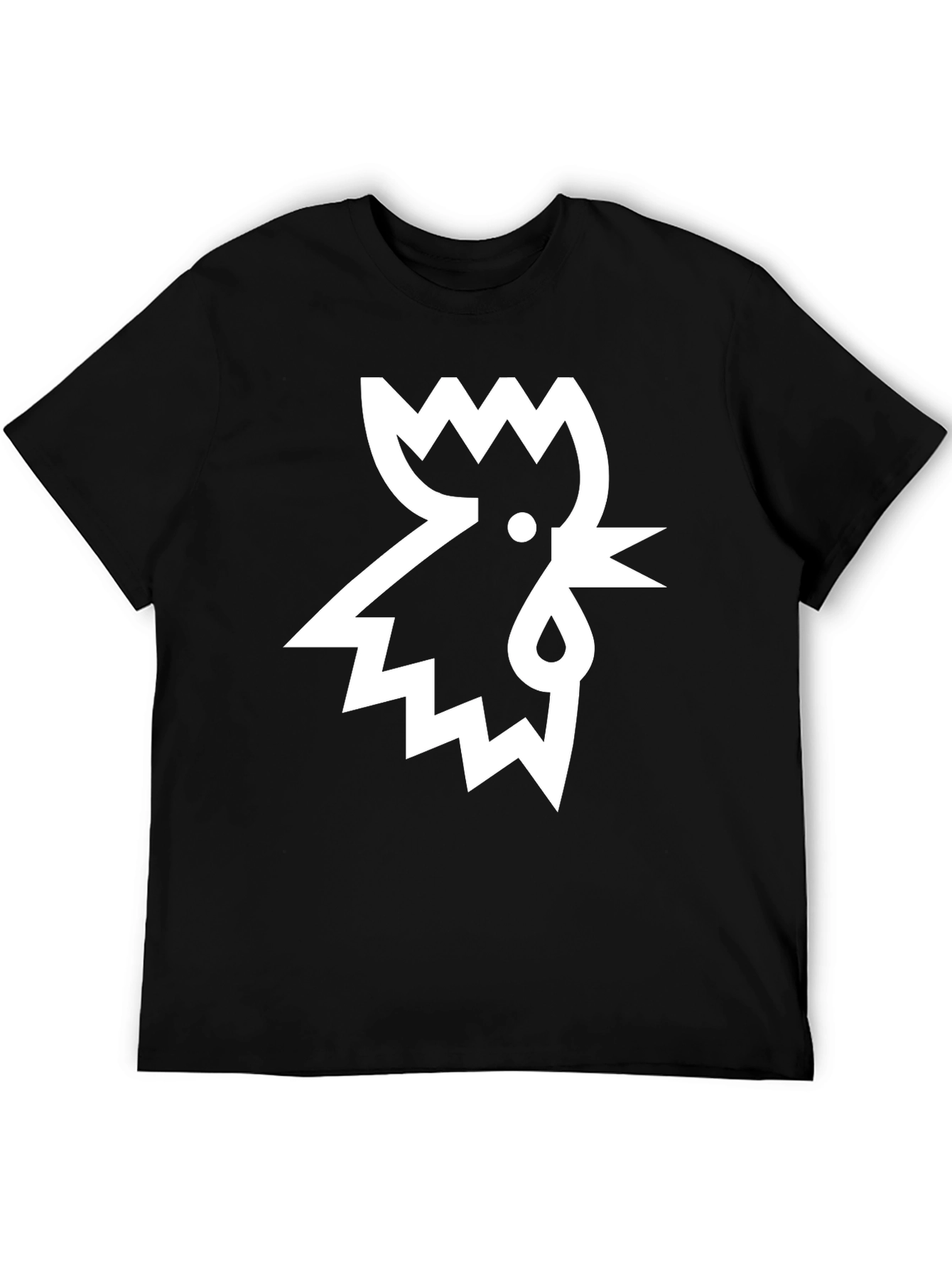 Geometric Rooster Graphic Tee - Stylish Mens Black T-Shirt