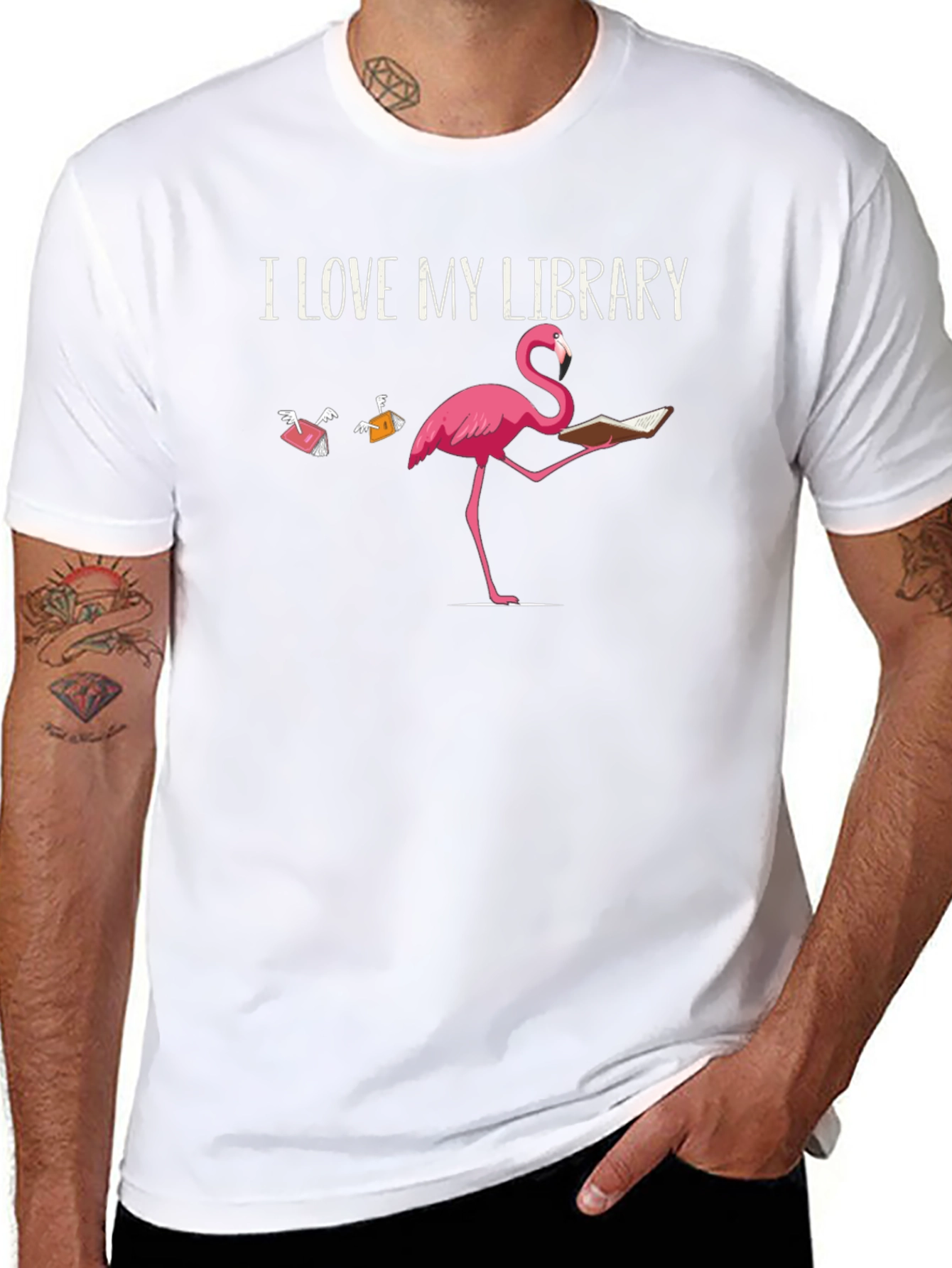 I Love My Library Flamingo T-Shirt