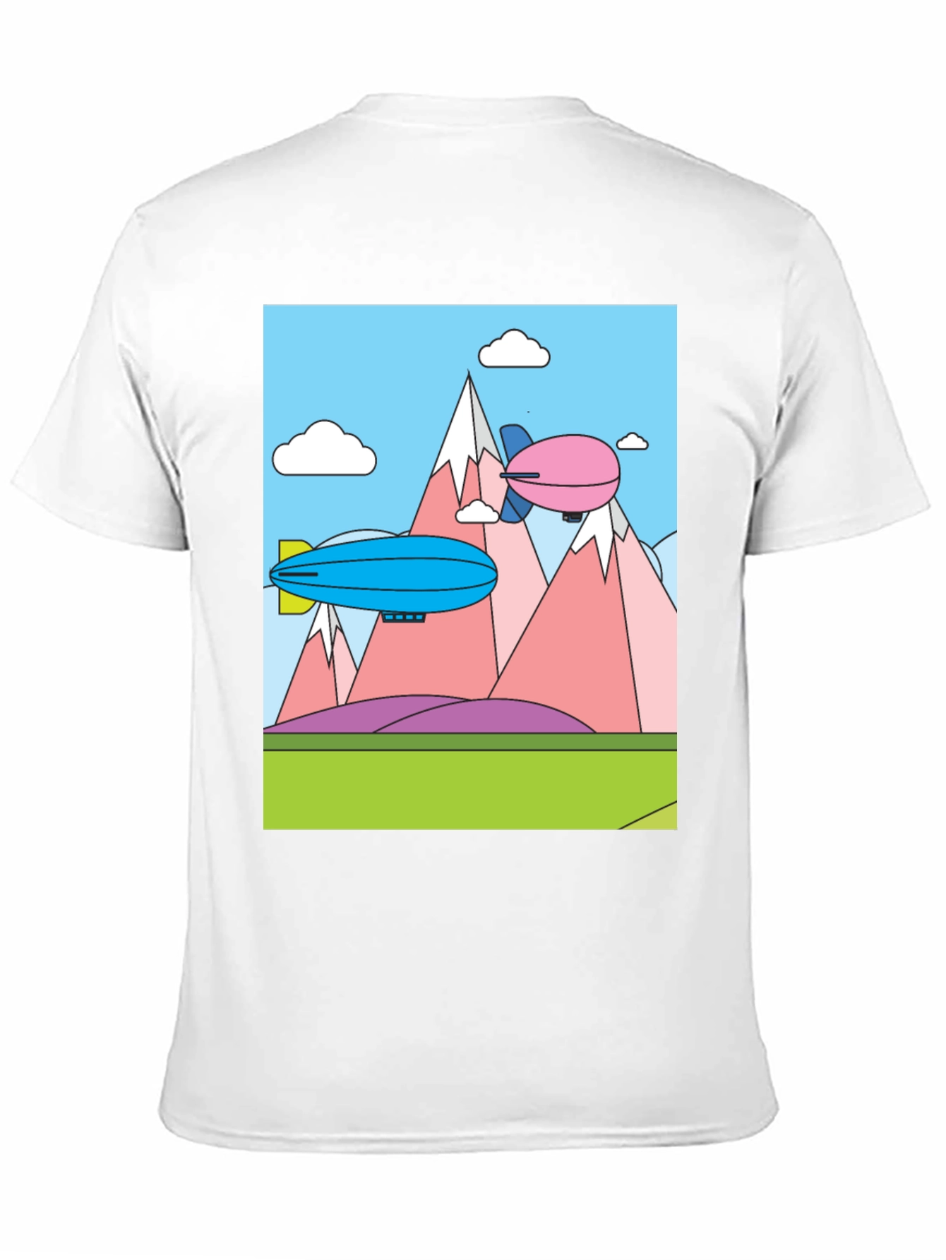 Cartoon Landscape Dirigible Graphic Tee