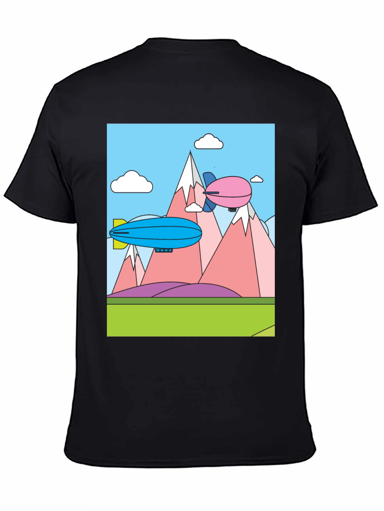 Cartoon Landscape Dirigible Graphic Tee