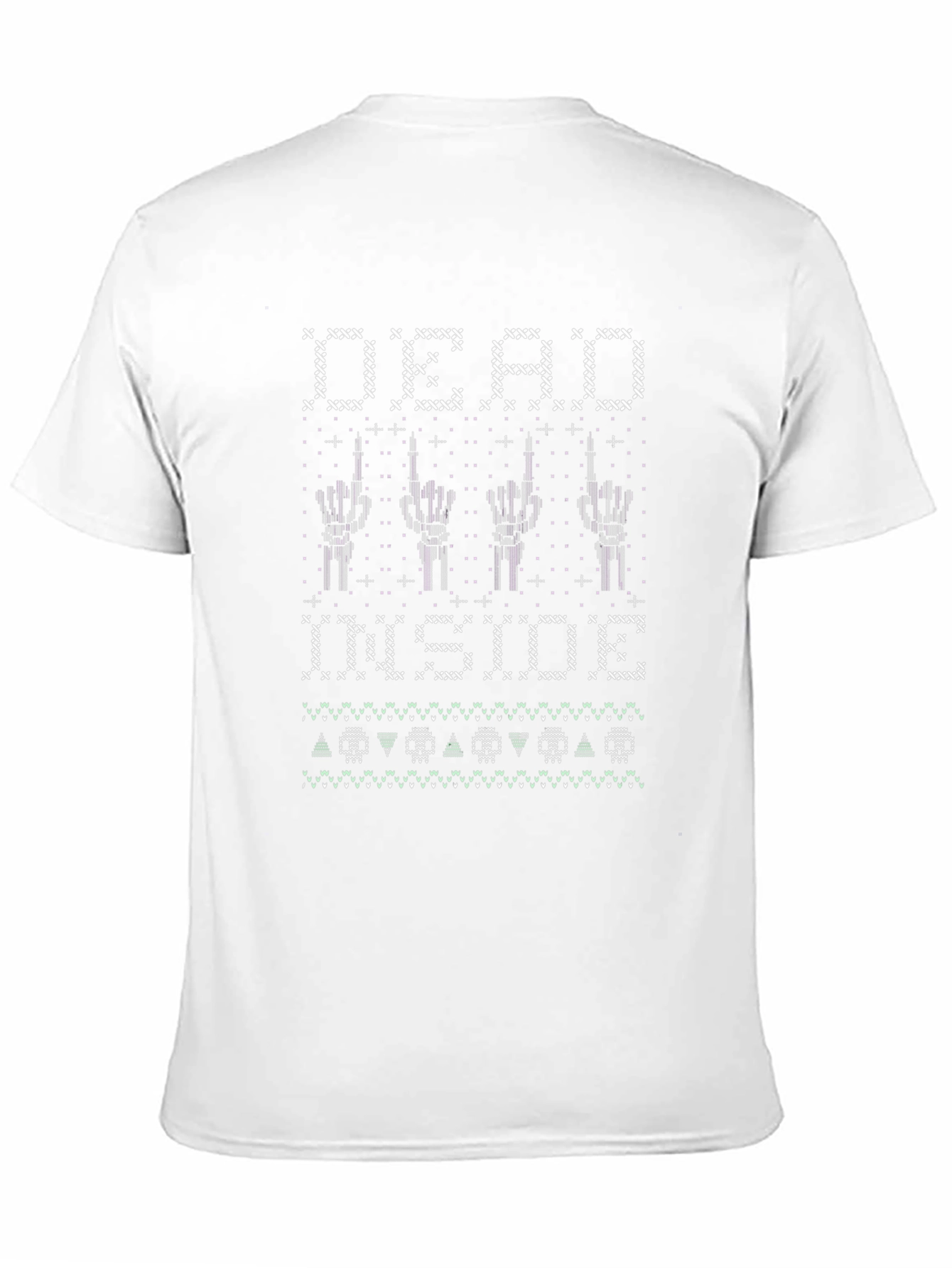 Dead Inside Knit Pattern T-Shirt - Mens Black Tee
