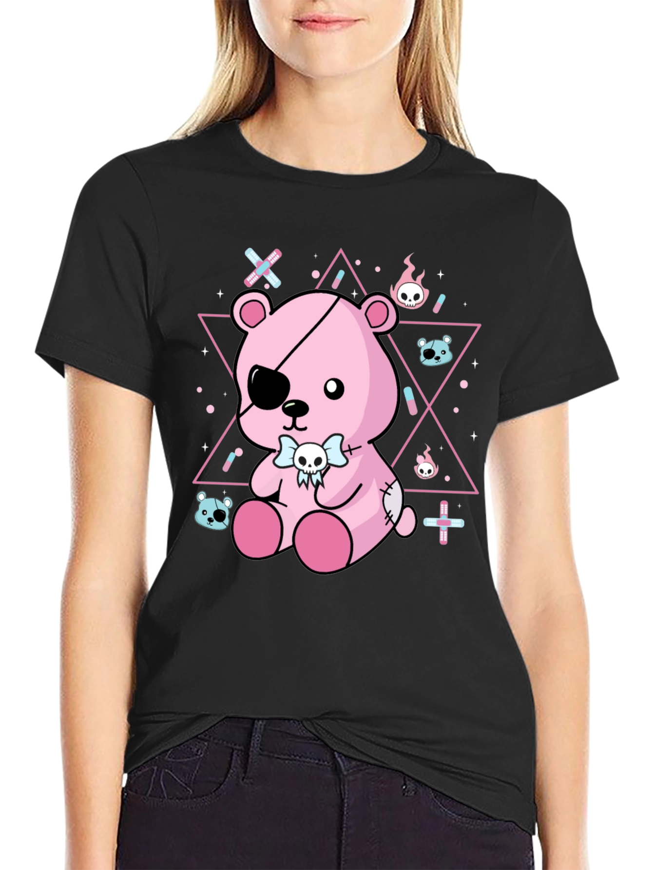 Gothic Patchwork Teddy Bear T-Shirt