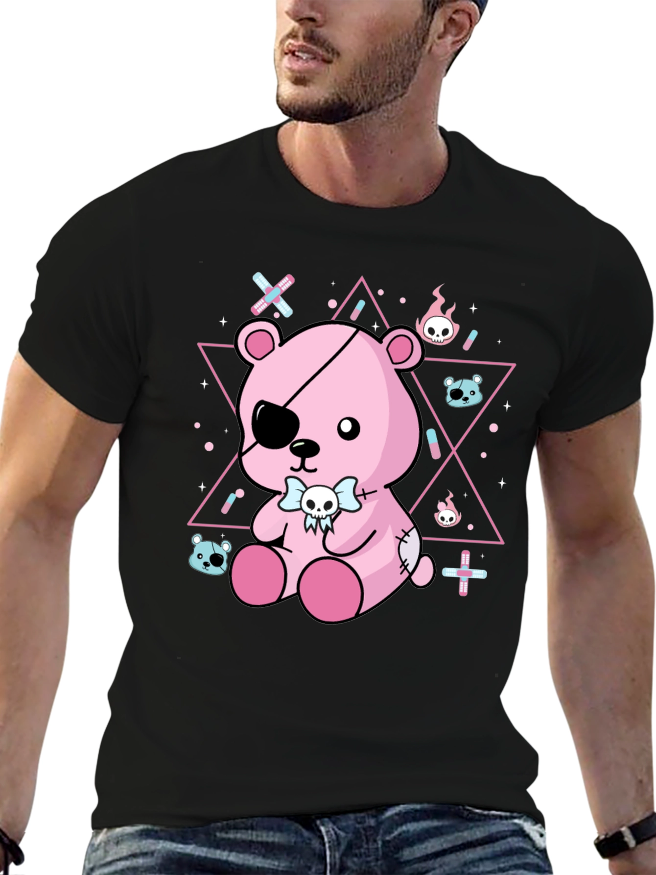 Gothic Patchwork Teddy Bear T-Shirt