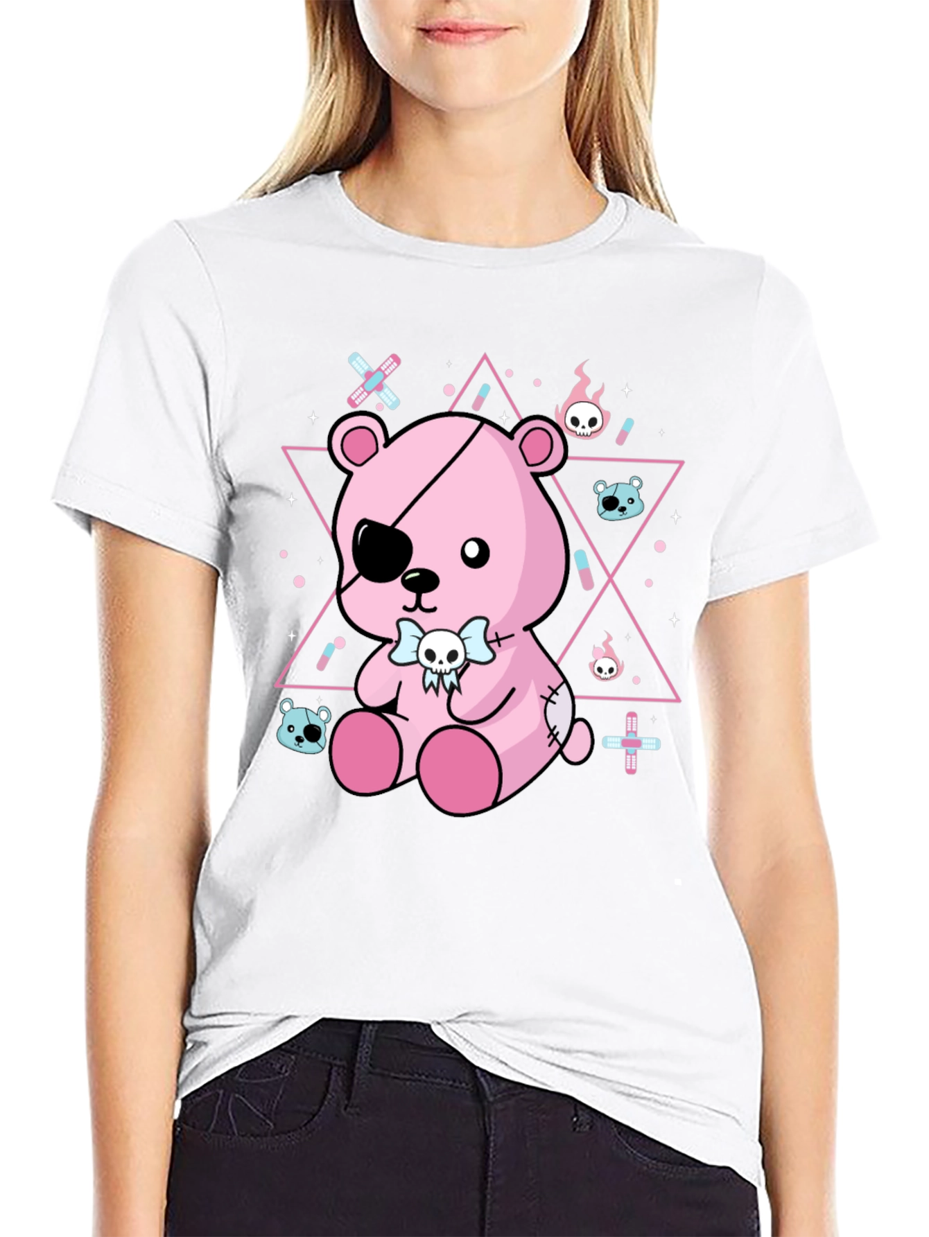 Gothic Patchwork Teddy Bear T-Shirt