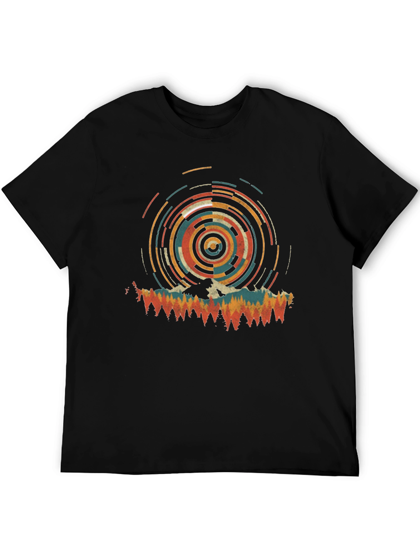 Retro Mountain Circle Graphic Tee - Black