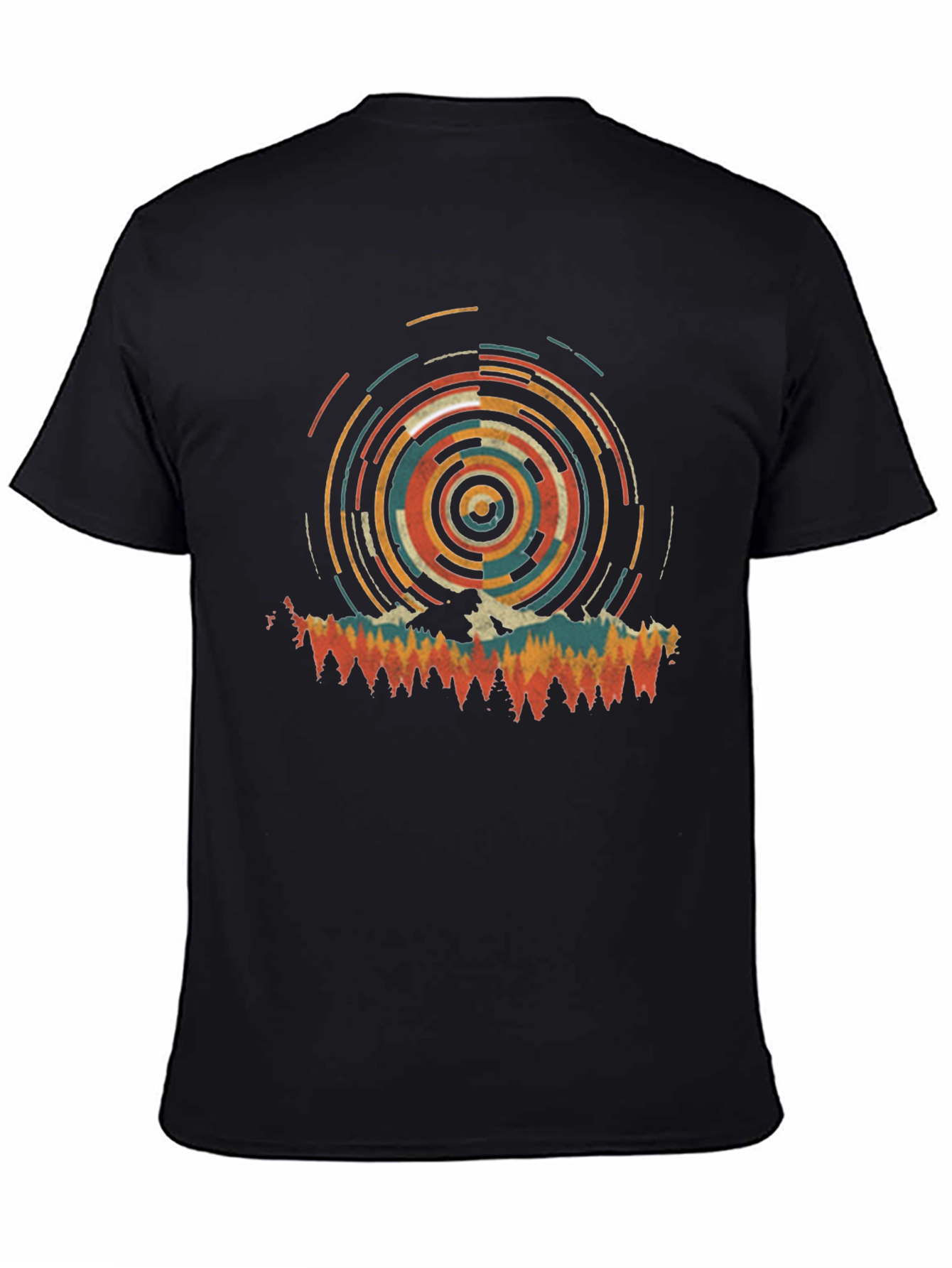 Retro Mountain Circle Graphic Tee - Black