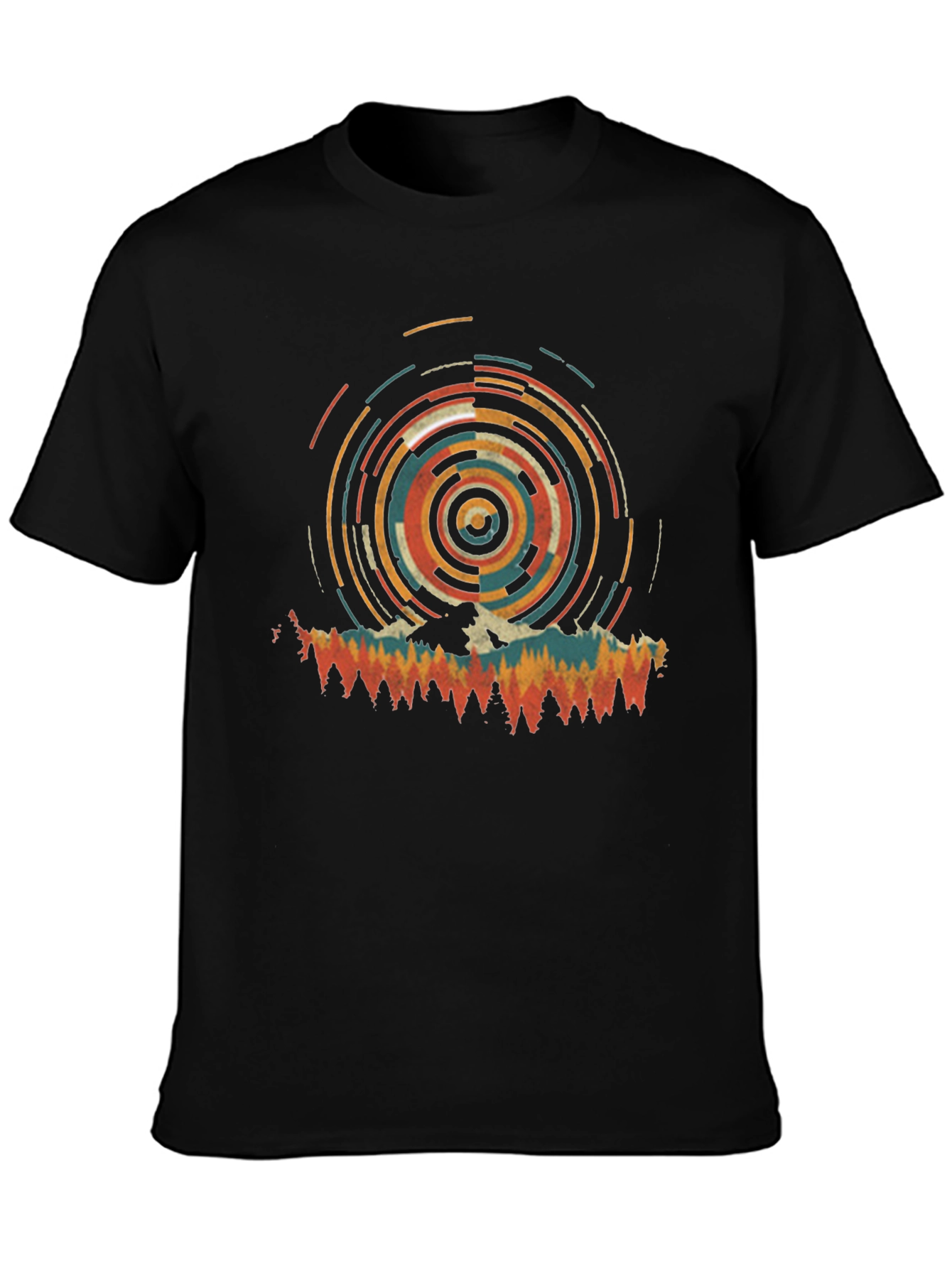 Retro Mountain Circle Graphic Tee - Black