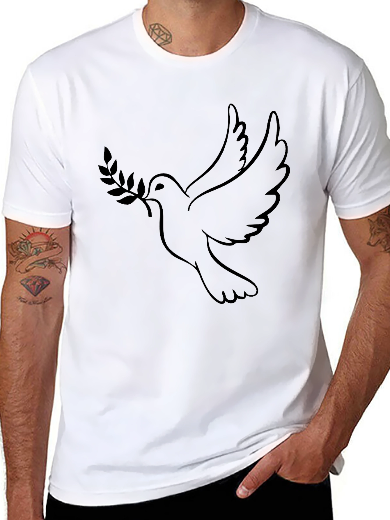Dove Peace Olive Branch Black Graphic Tee