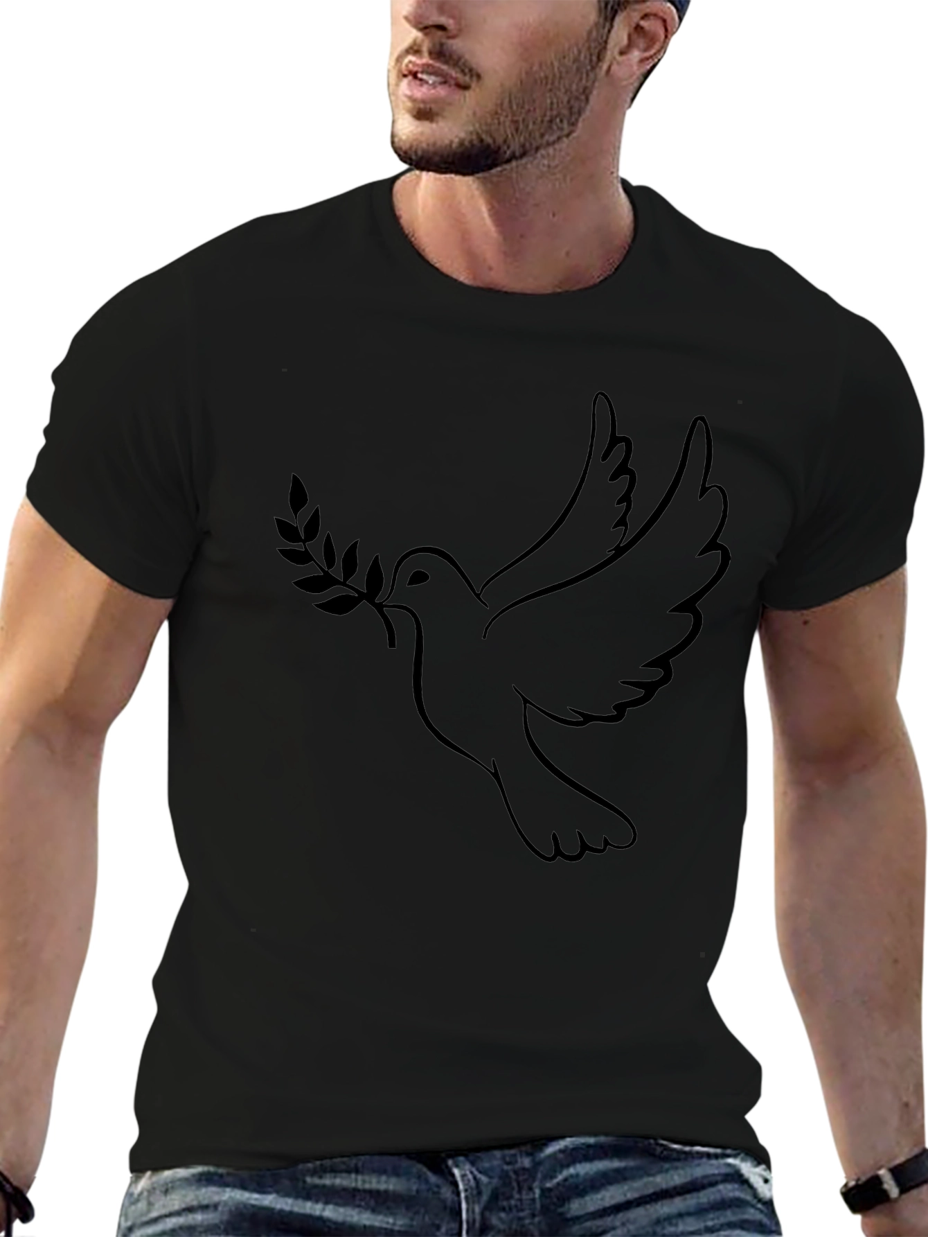 Dove Peace Olive Branch Black Graphic Tee