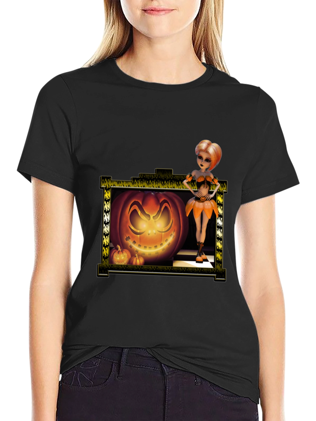 Halloween Pumpkin Girl Graphic Tee