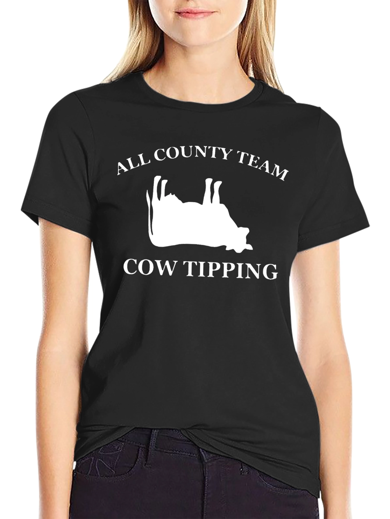 Cow Tipping All County Team Black T-Shirt