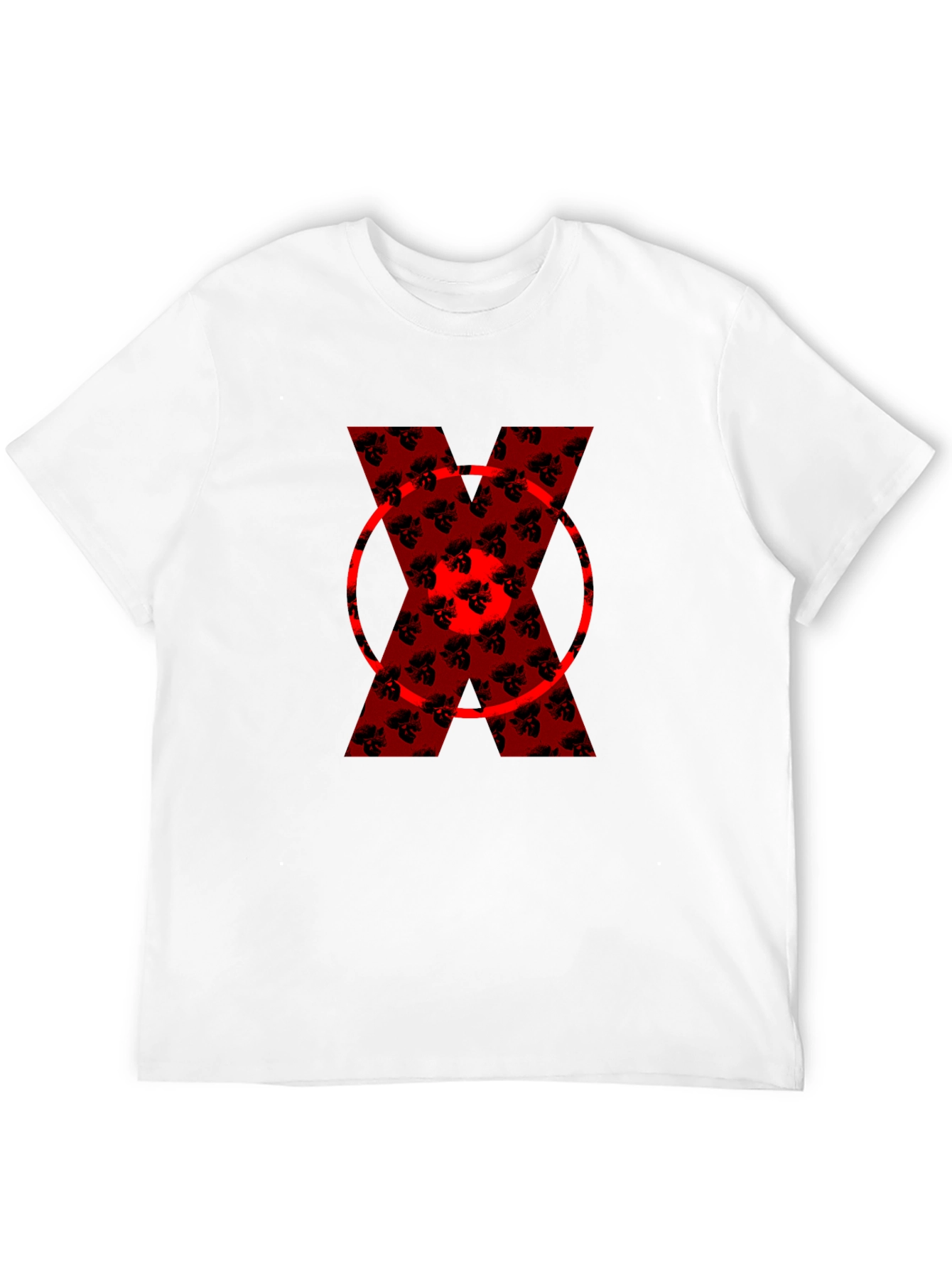 Bold Red Floral X Graphic Black T-Shirt