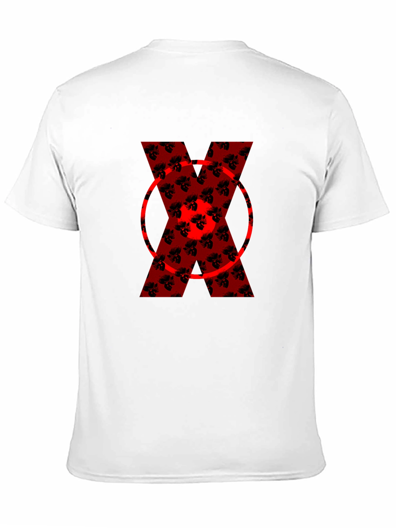 Bold Red Floral X Graphic Black T-Shirt
