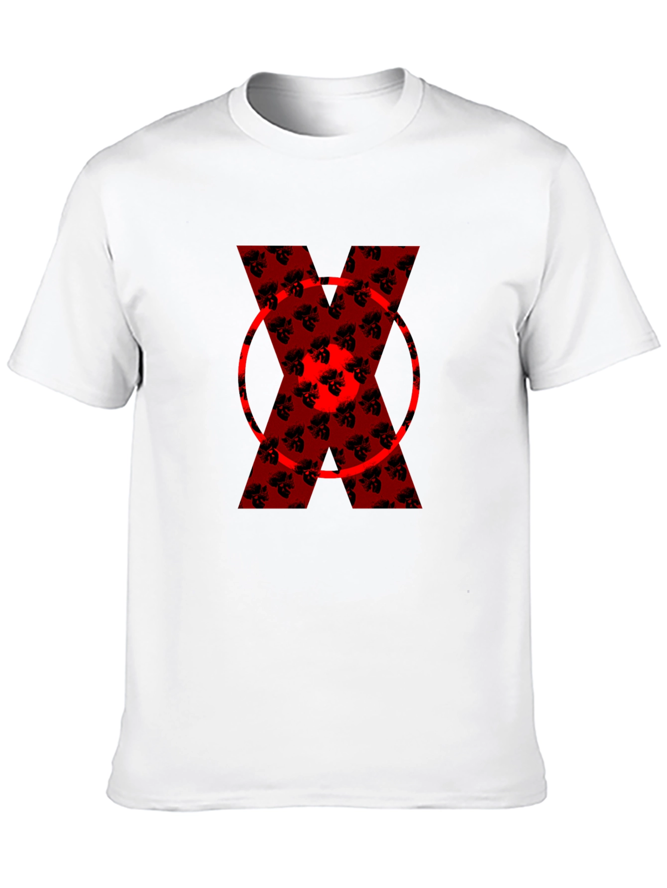 Bold Red Floral X Graphic Black T-Shirt