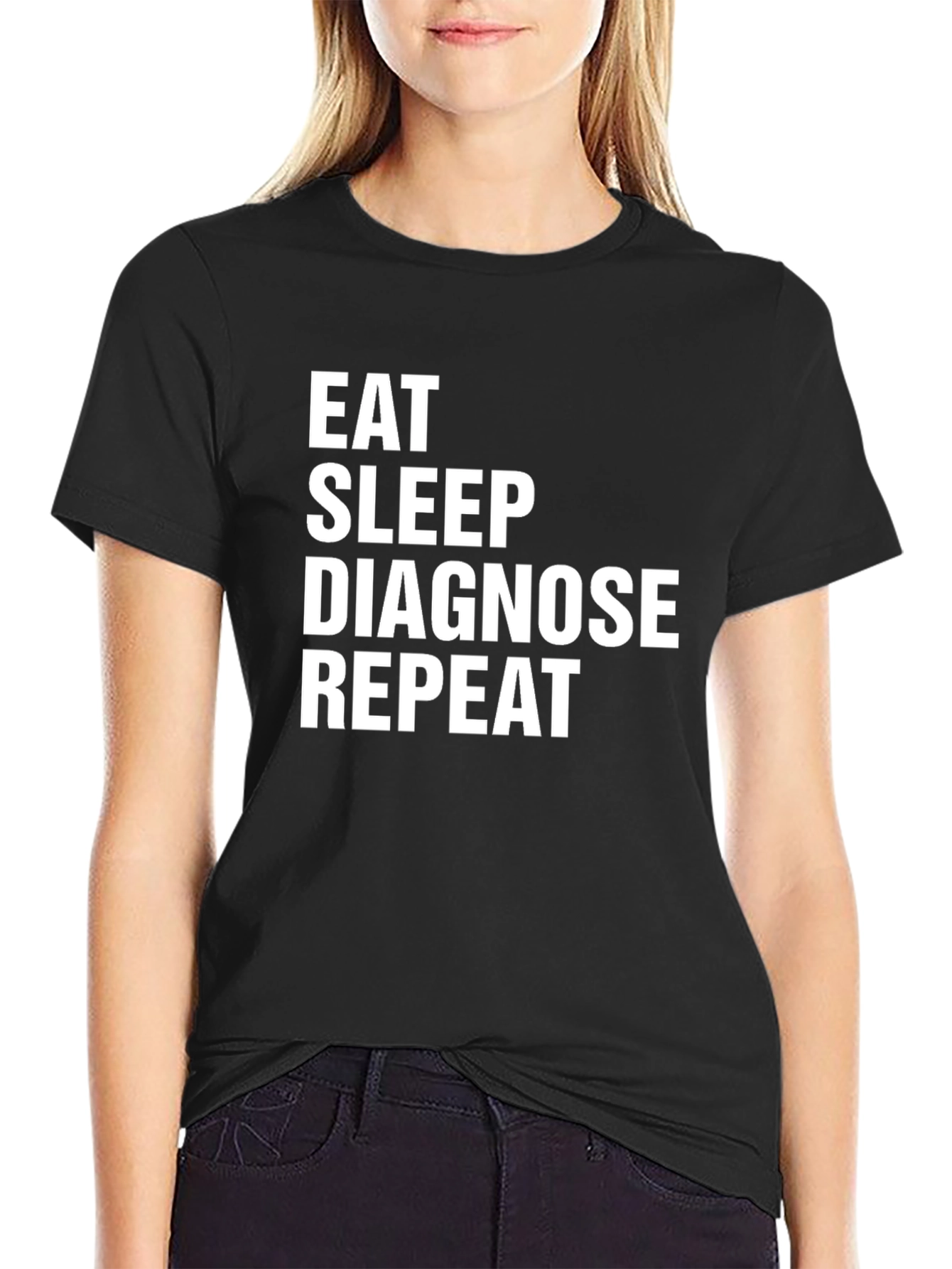 Eat Sleep Diagnose Repeat Black T-Shirt